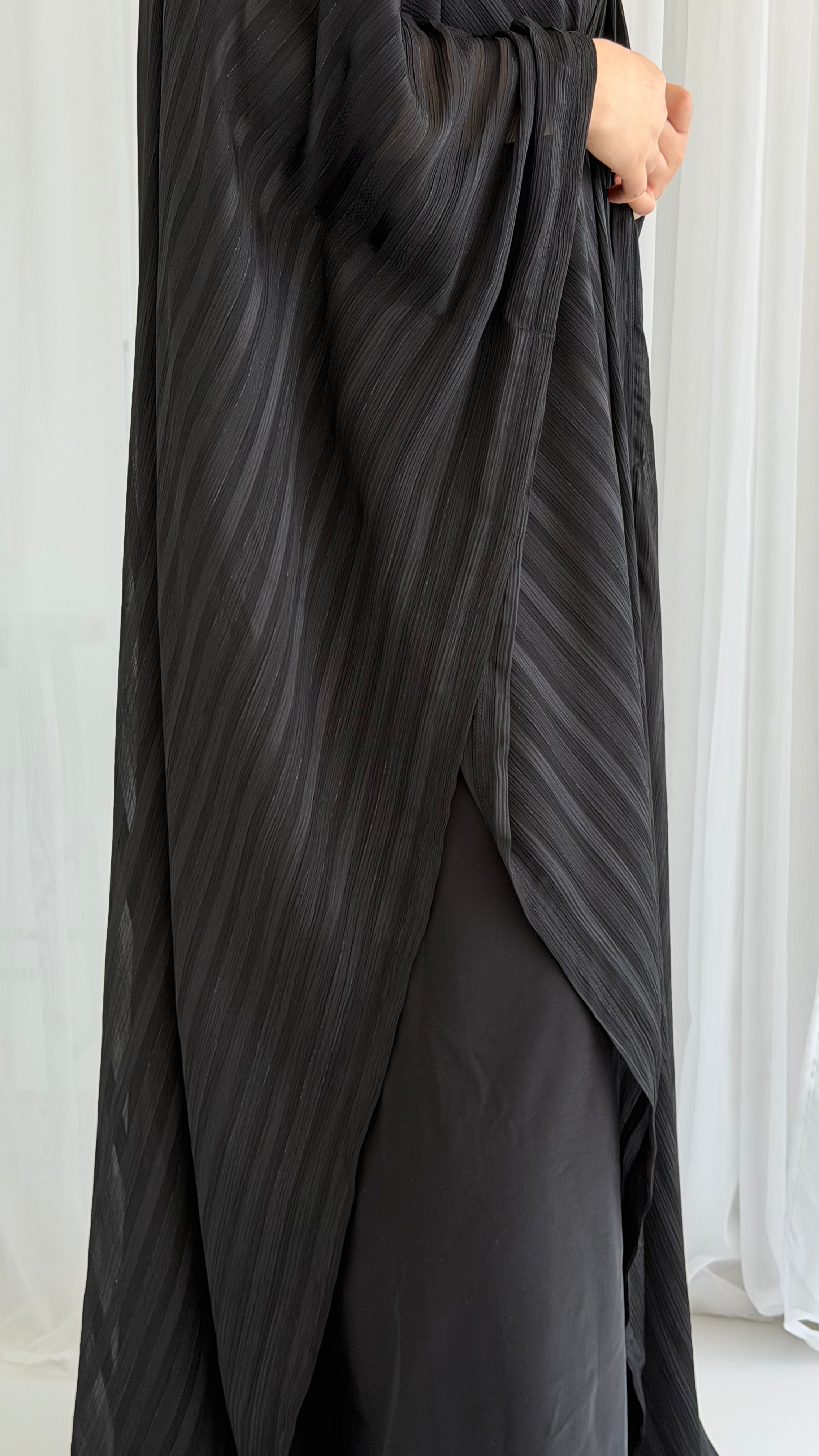 Stripe Black Wrap Abaya