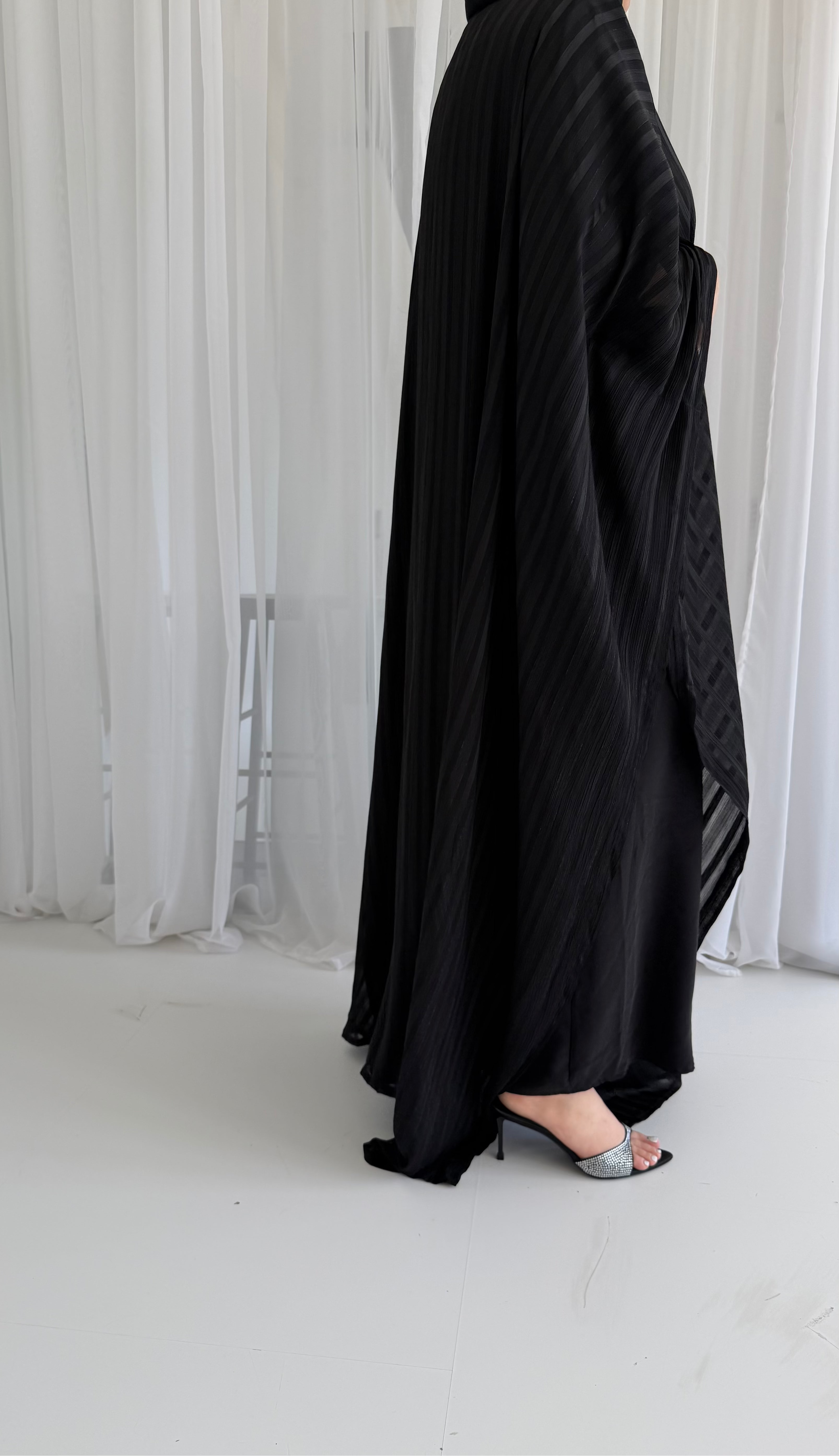 Stripe Black Wrap Abaya