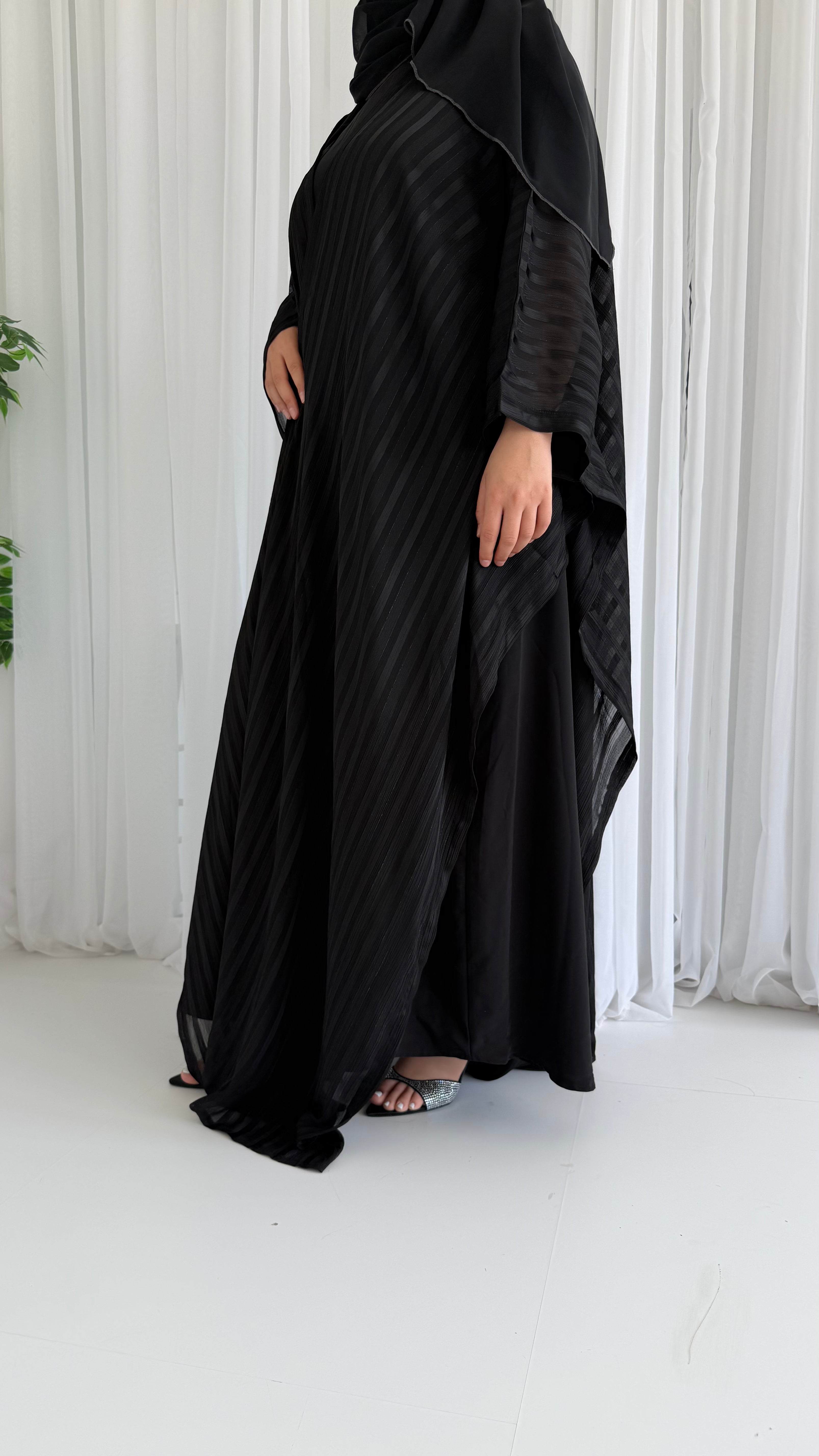 Stripe Black Wrap Abaya