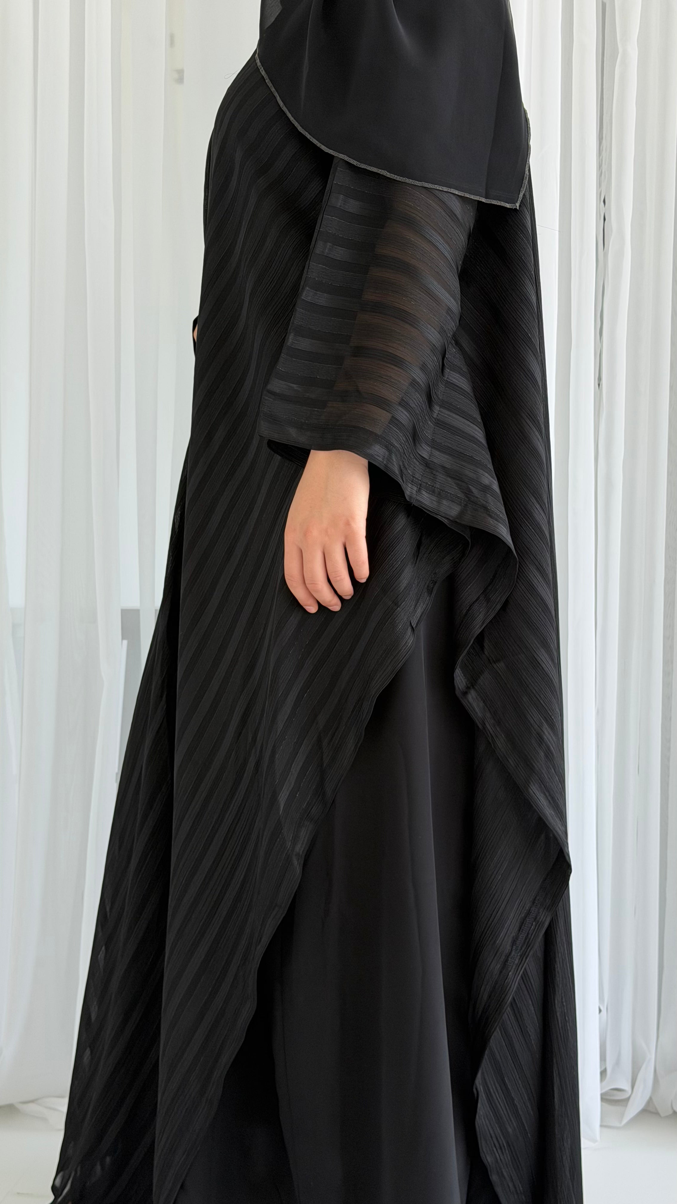 Stripe Black Wrap Abaya
