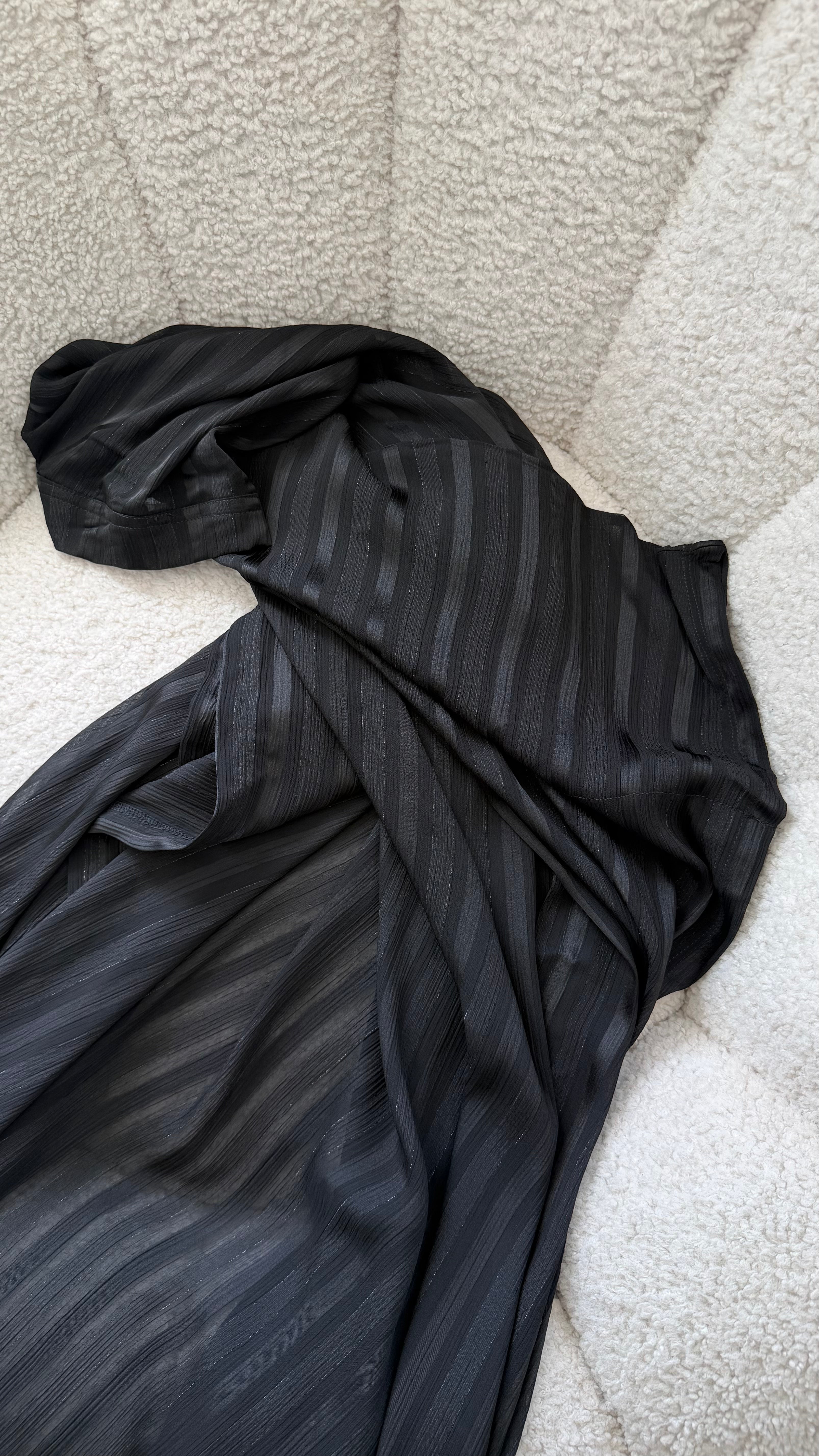 Stripe Black Wrap Abaya