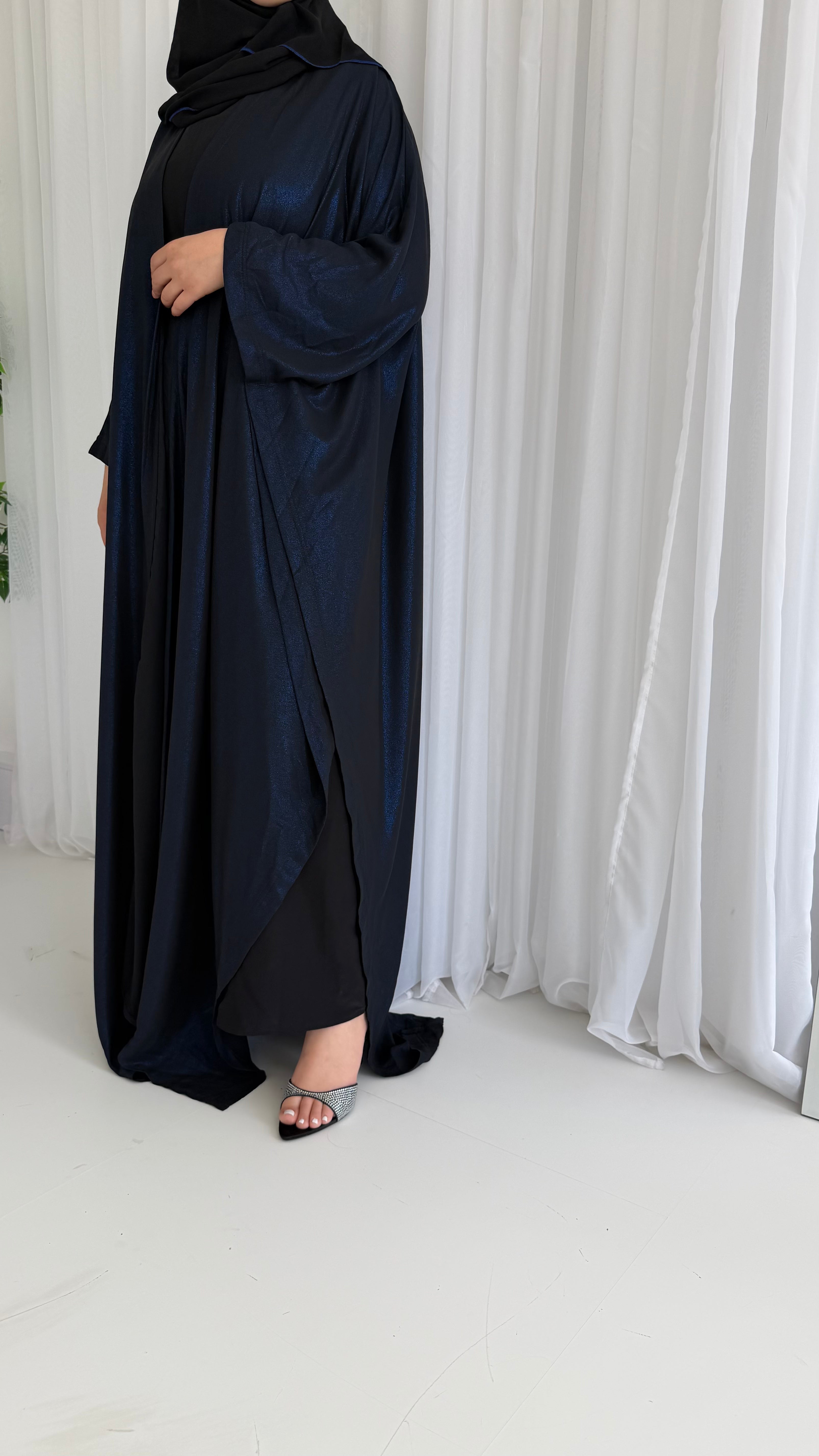 Navy Shimmer Wrap Abaya