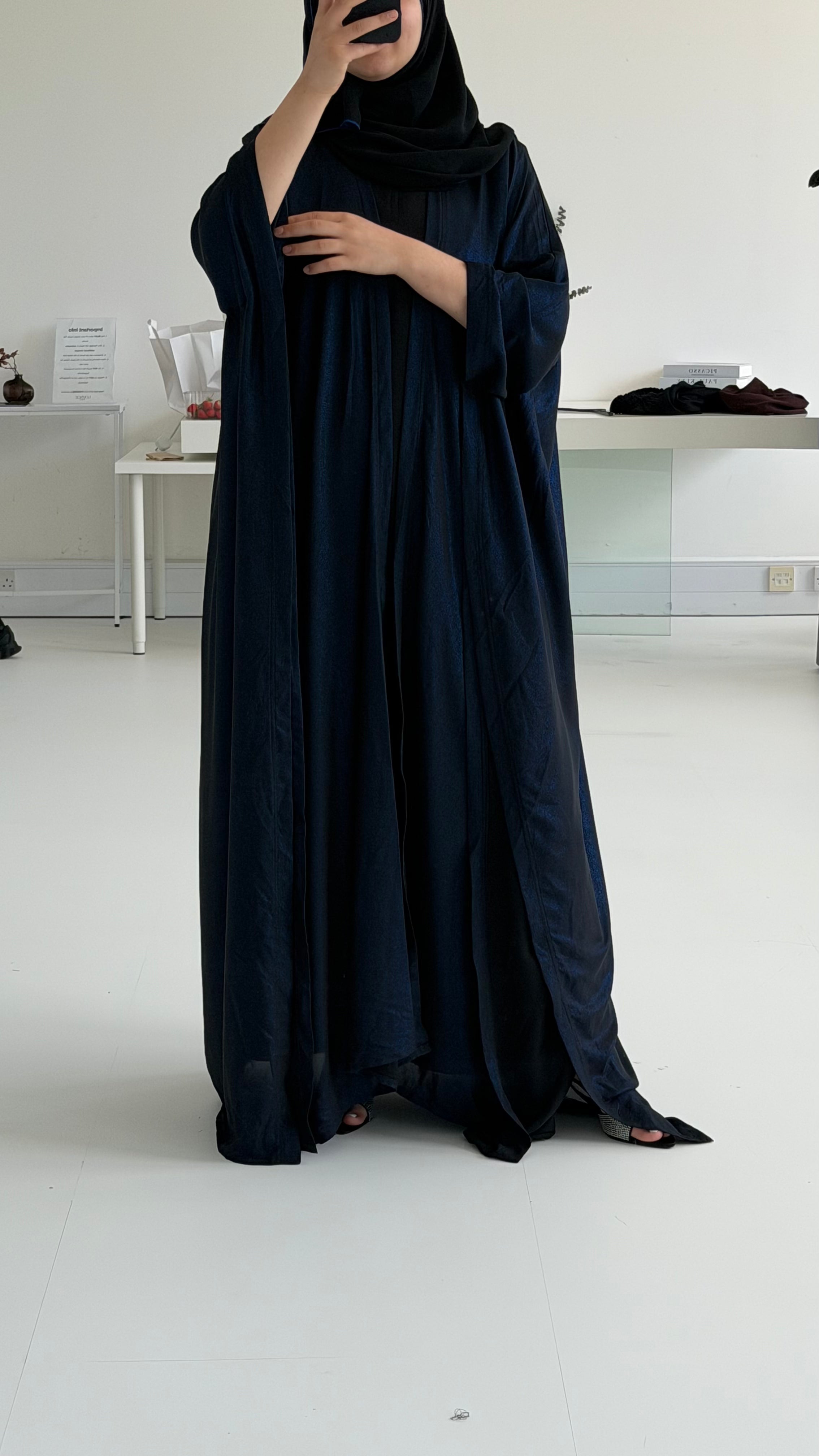 Navy Shimmer Wrap Abaya