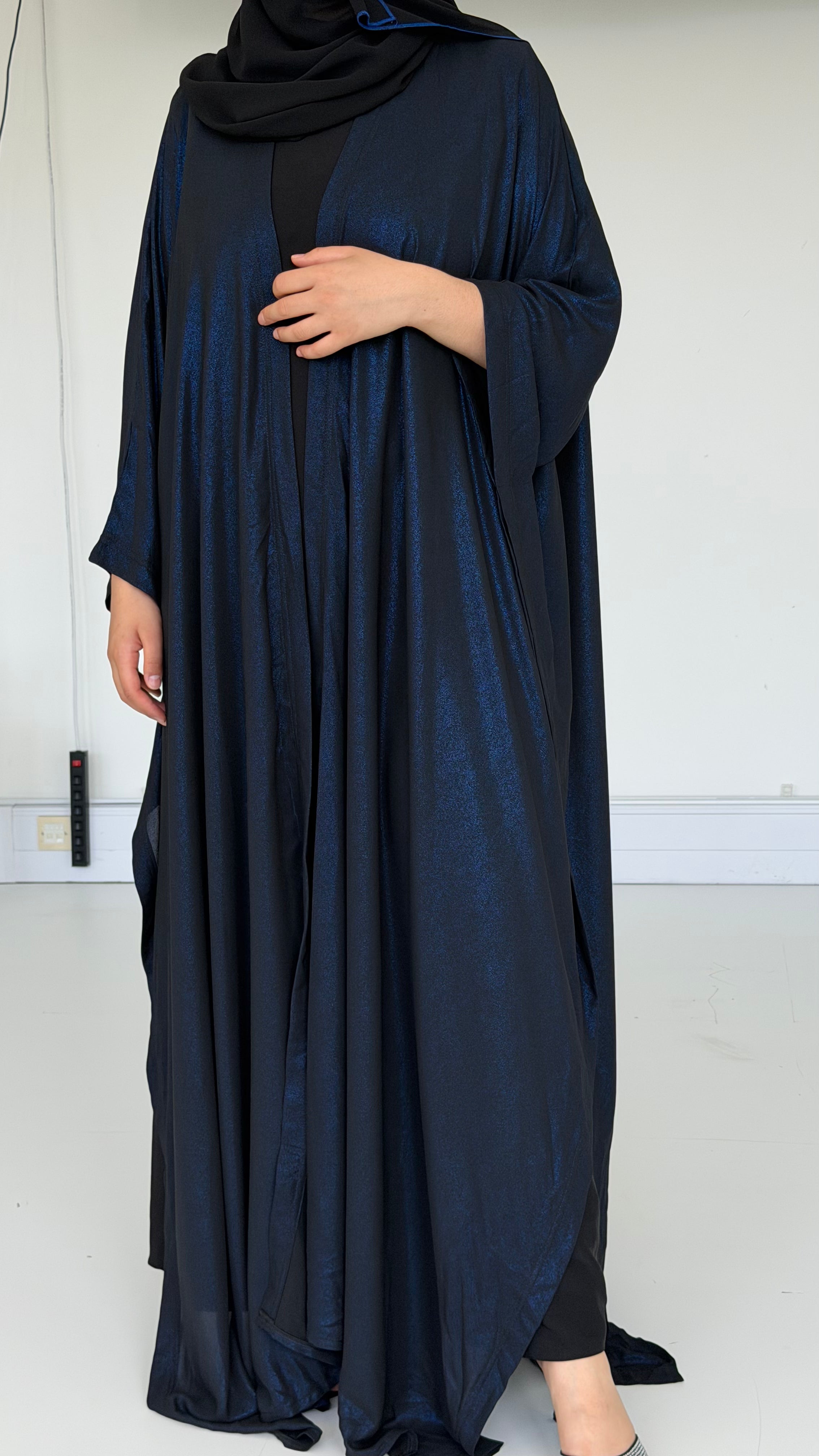 Navy Shimmer Wrap Abaya