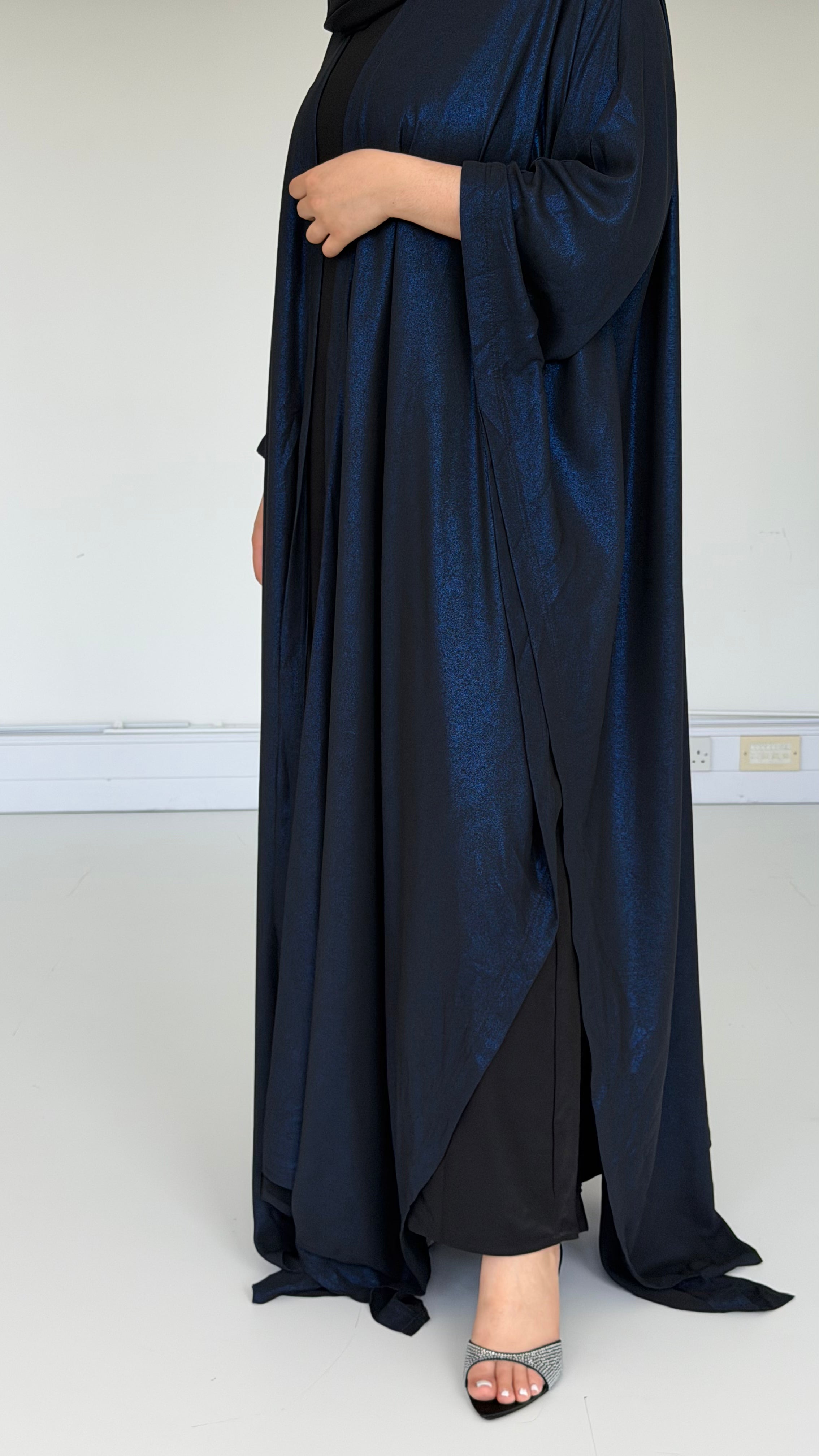 Navy Shimmer Wrap Abaya