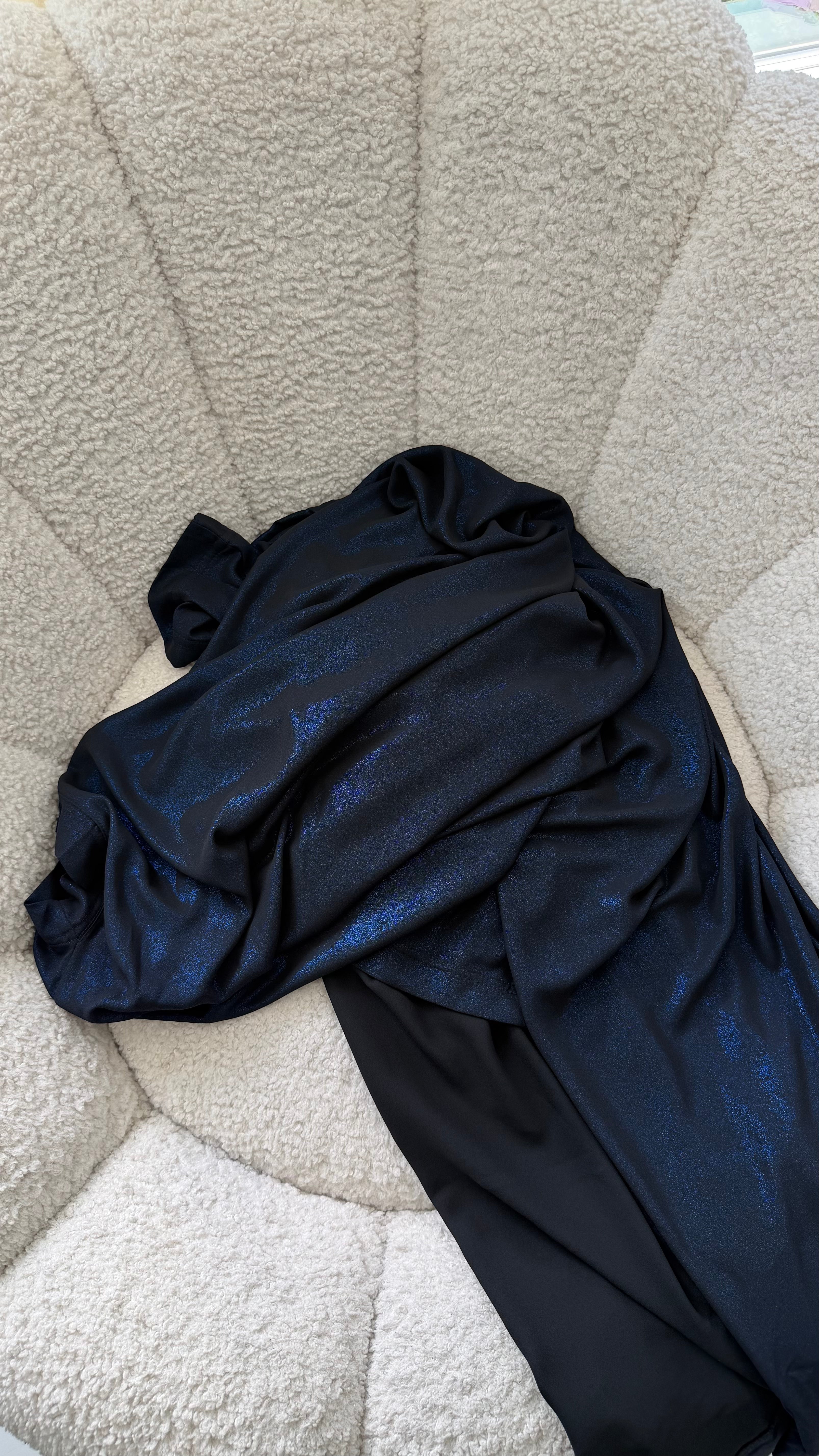 Navy Shimmer Wrap Abaya