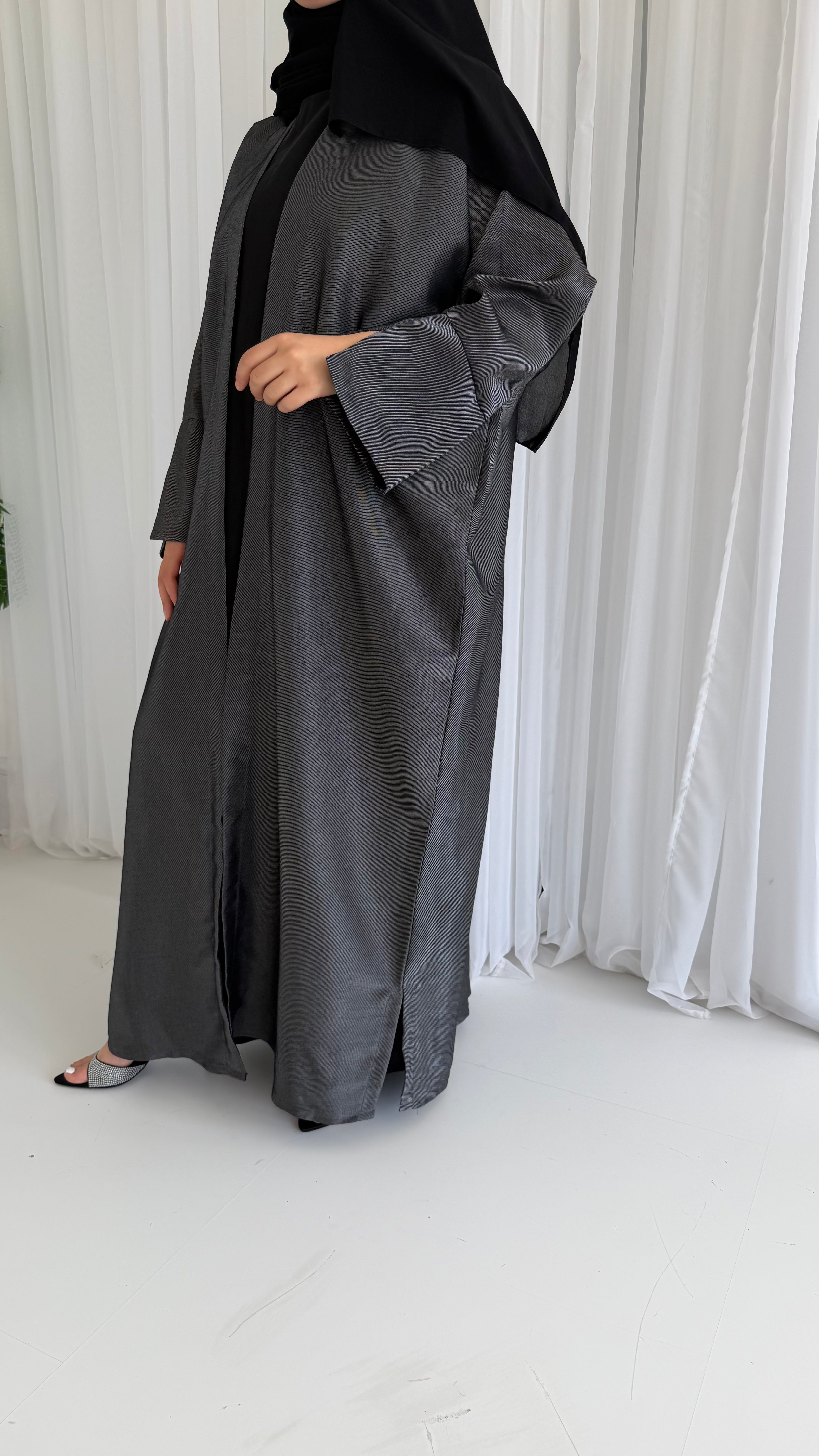 Grey Shimmer Bisht