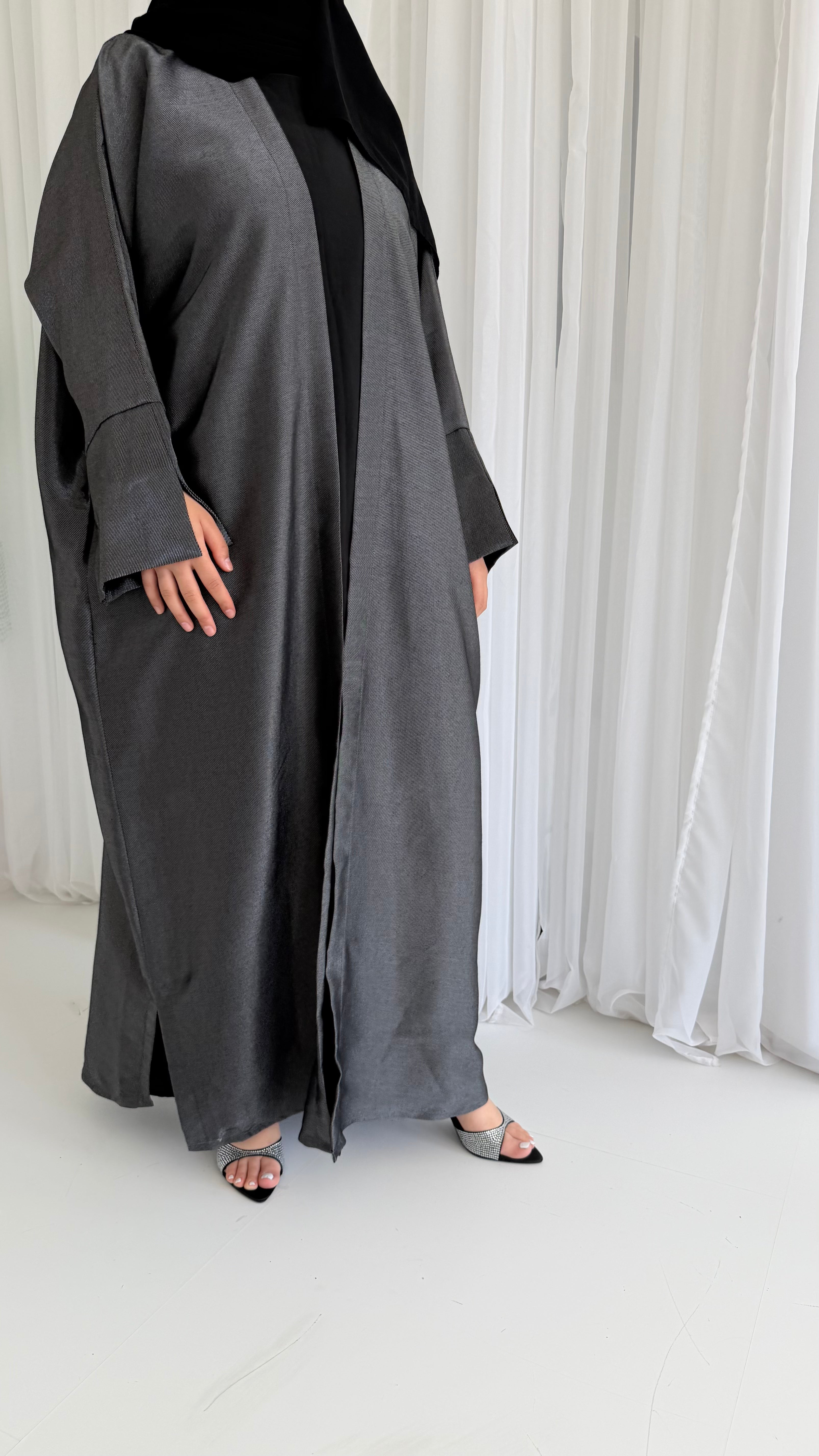 Grey Shimmer Bisht