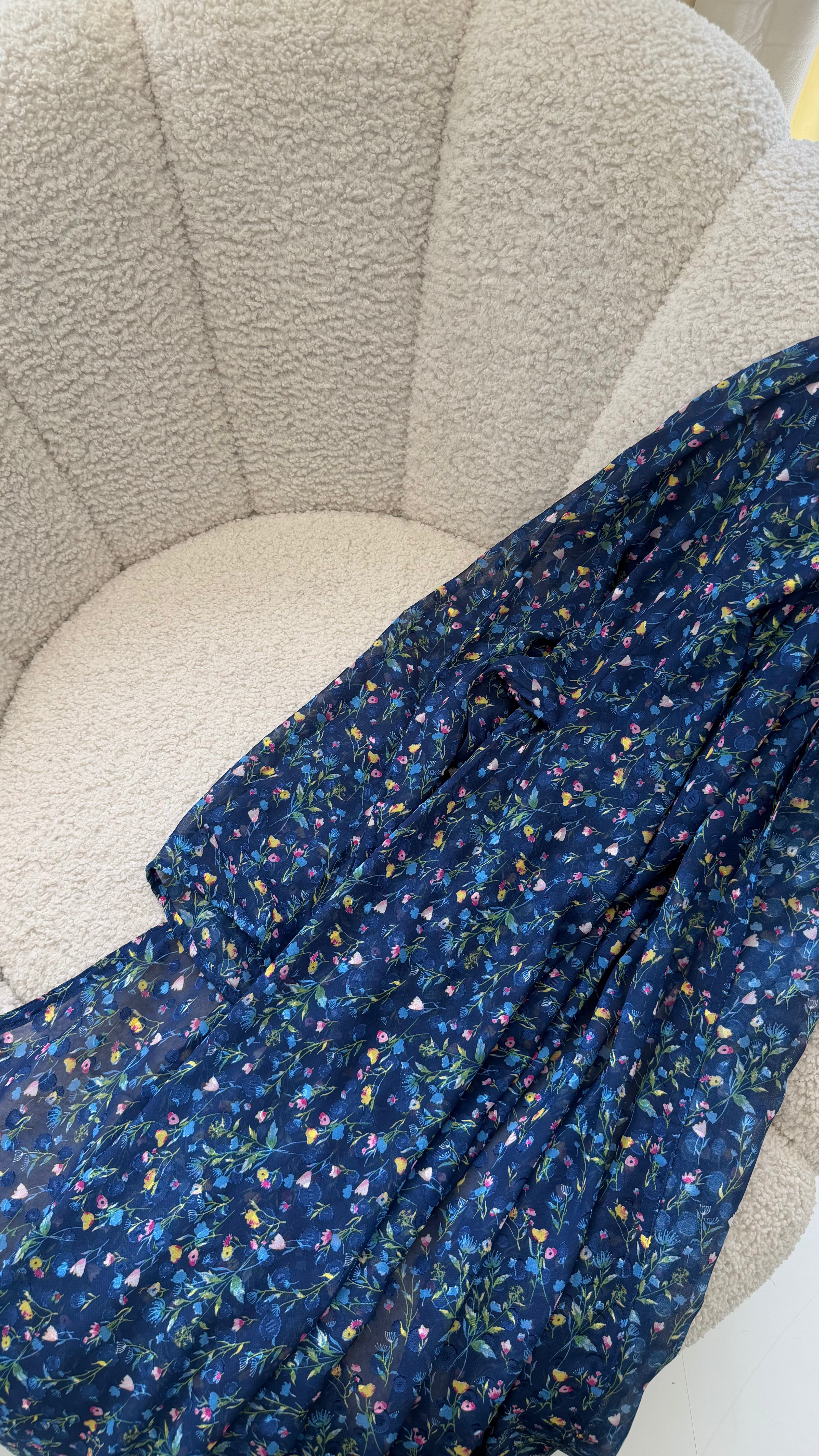 Chiffon Floral Blue Abaya