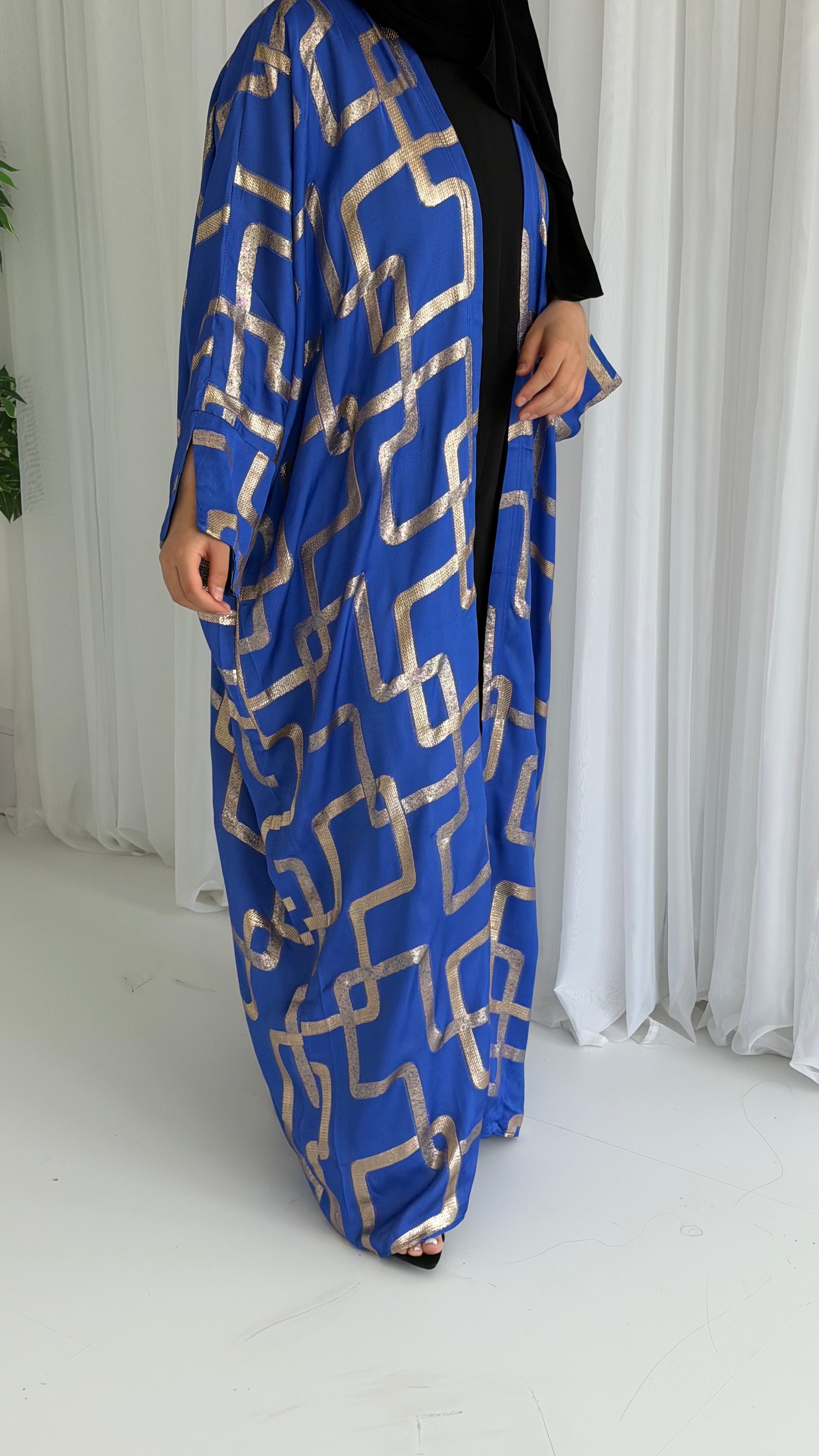 Golden Blue Pattern Abaya
