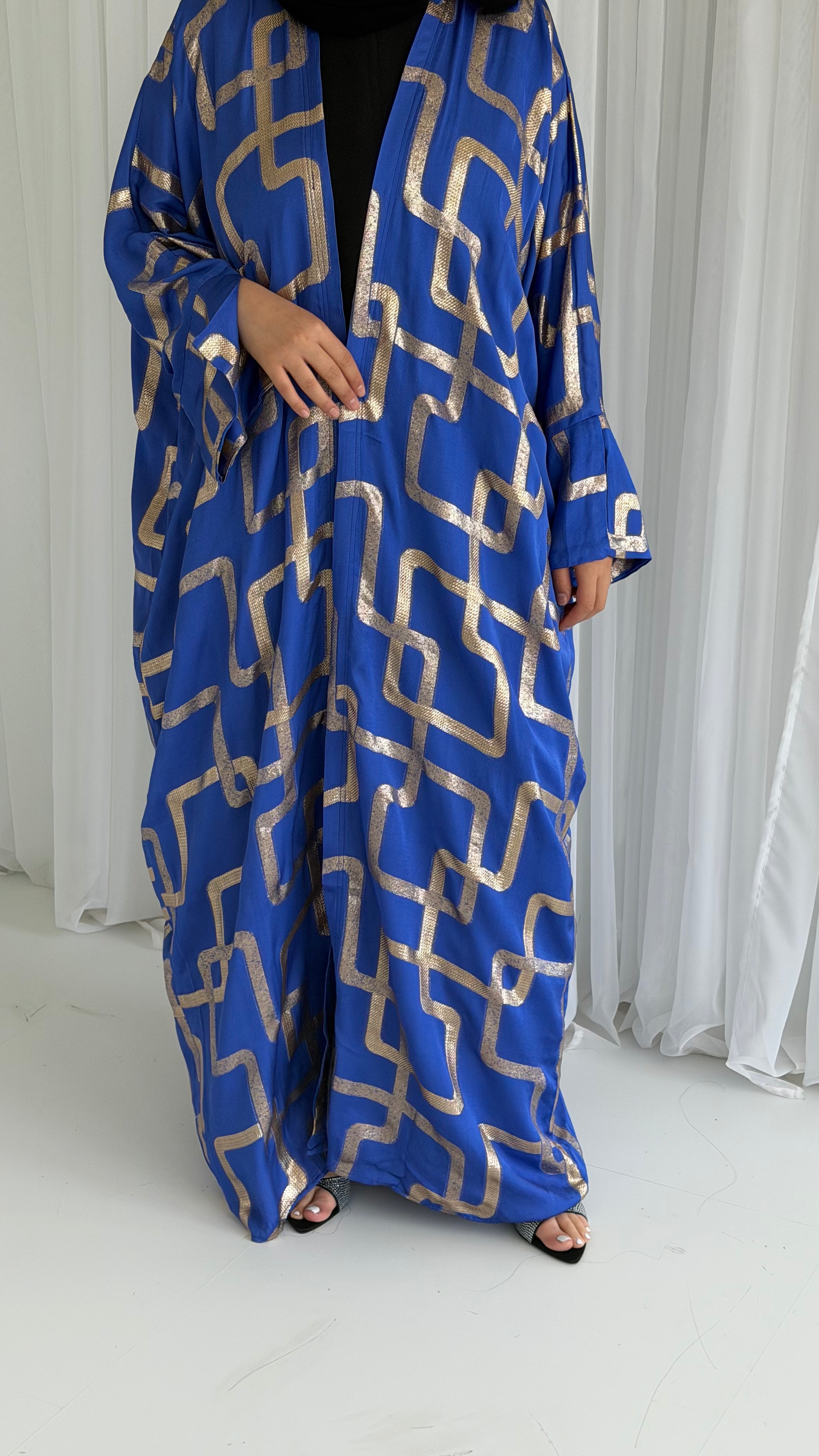 Golden Blue Pattern Abaya