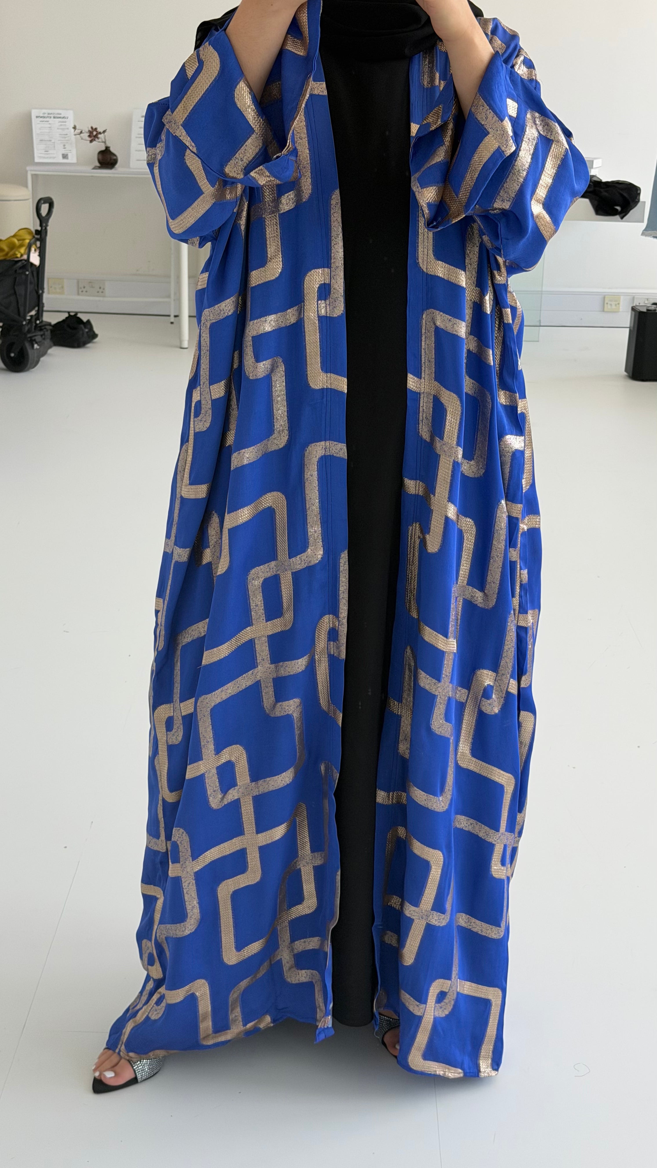 Golden Blue Pattern Abaya