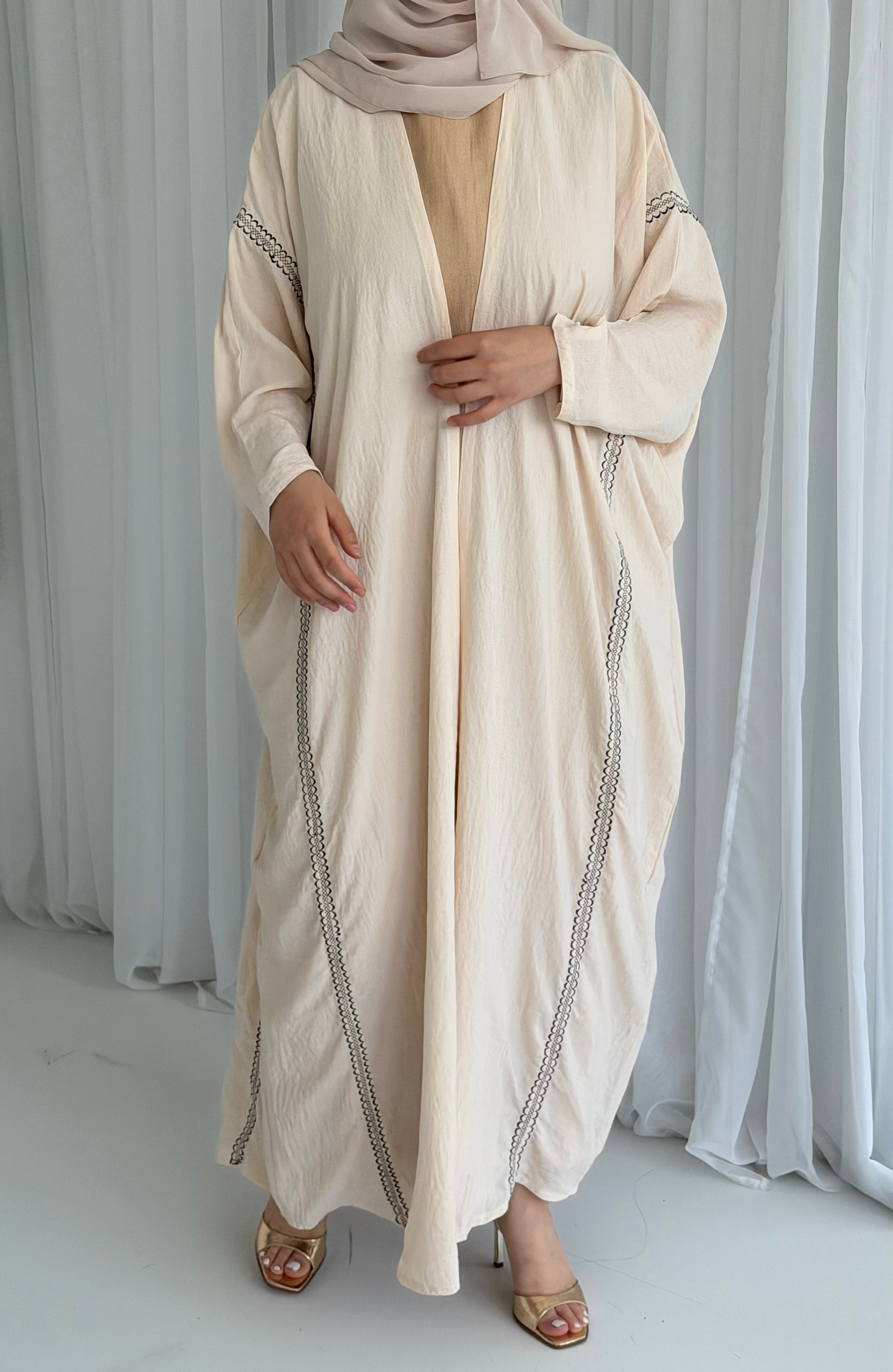 Cream Embroidery Abaya