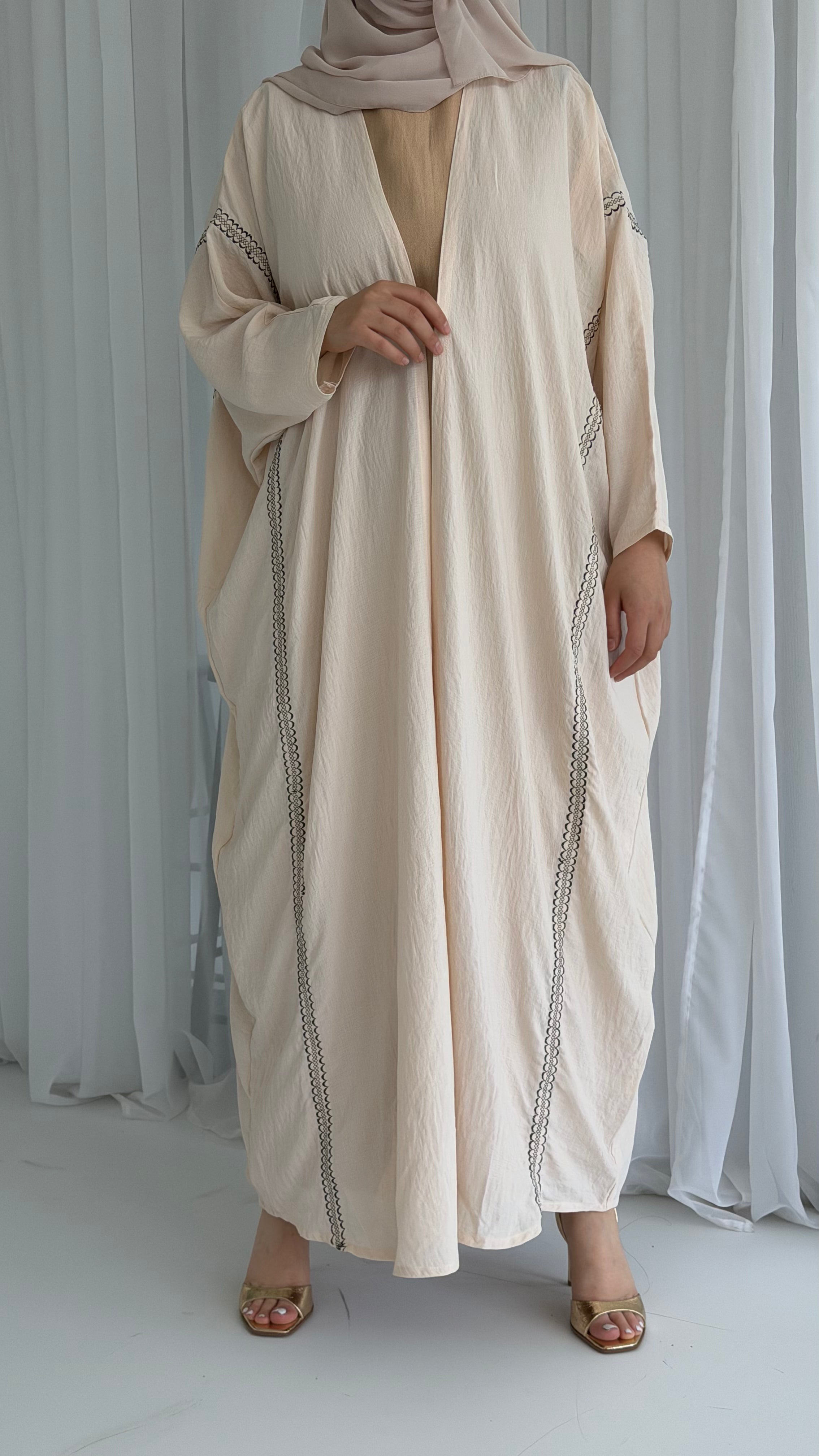 Cream Embroidery Abaya