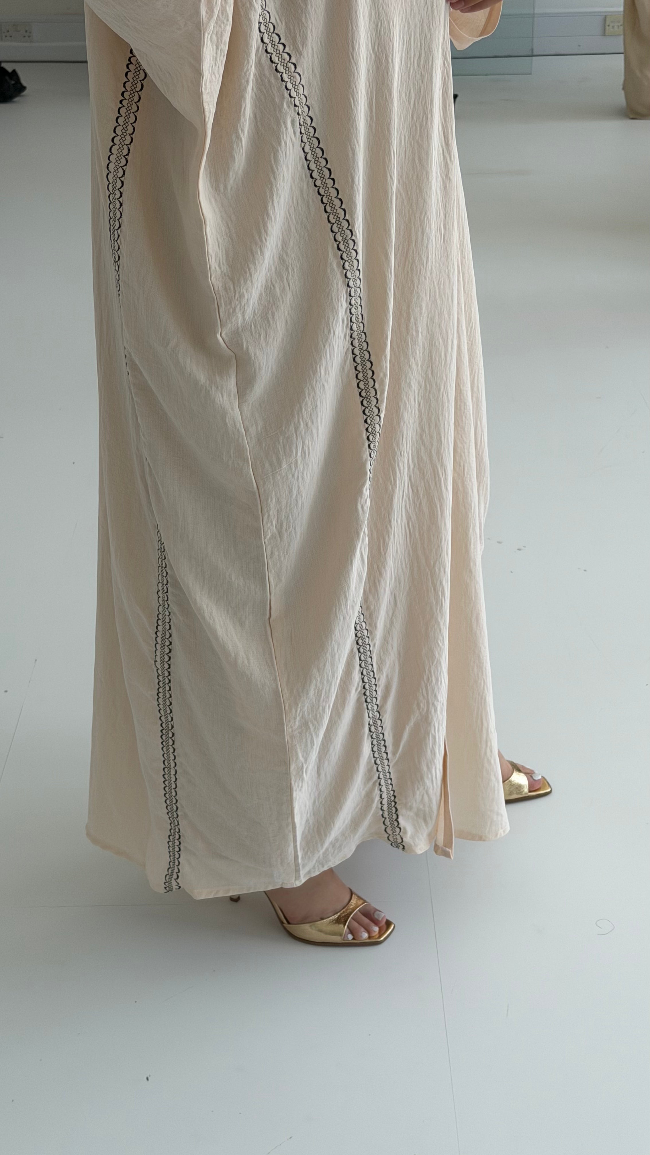 Cream Embroidery Abaya