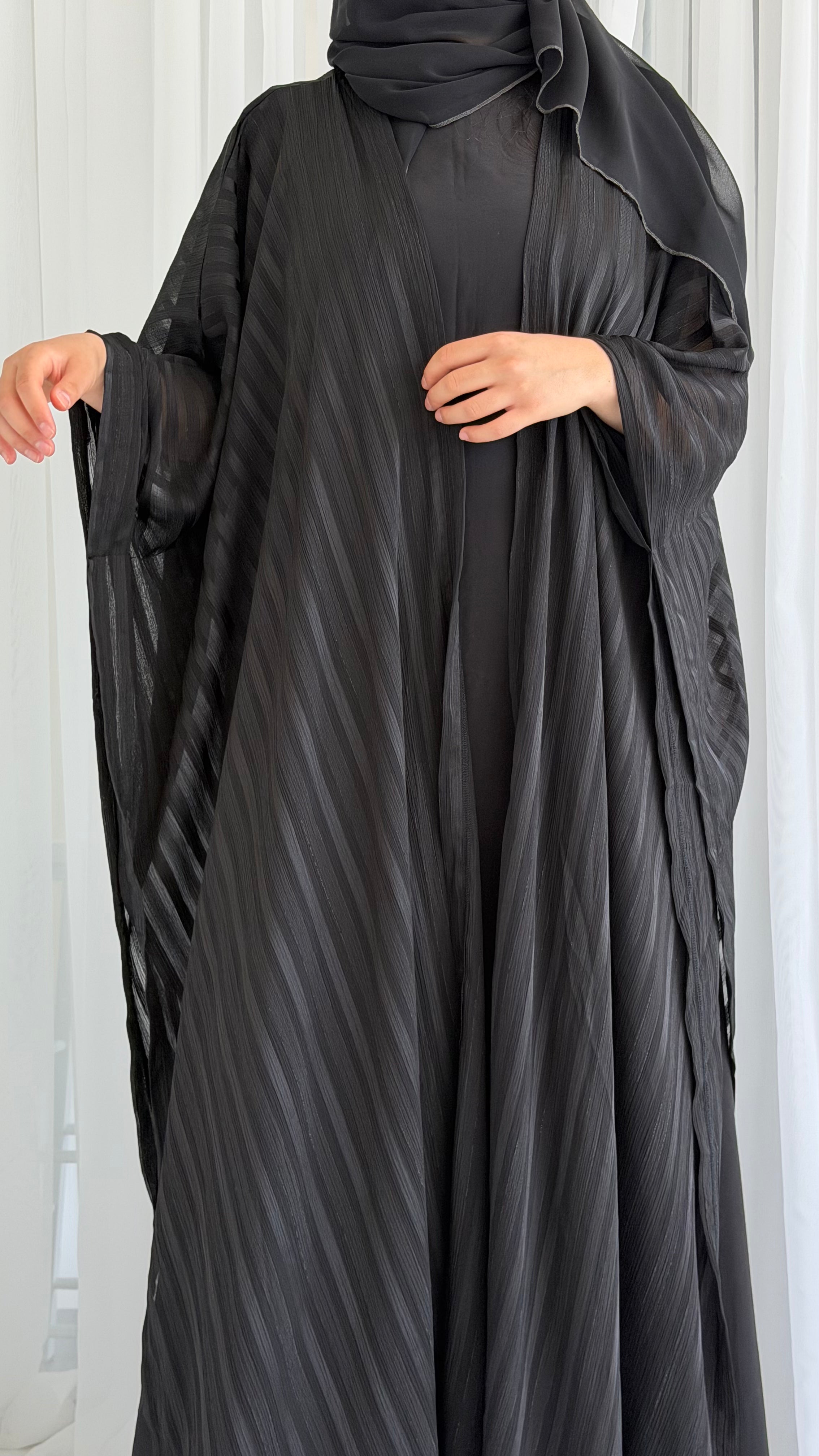 Stripe Black Wrap Abaya