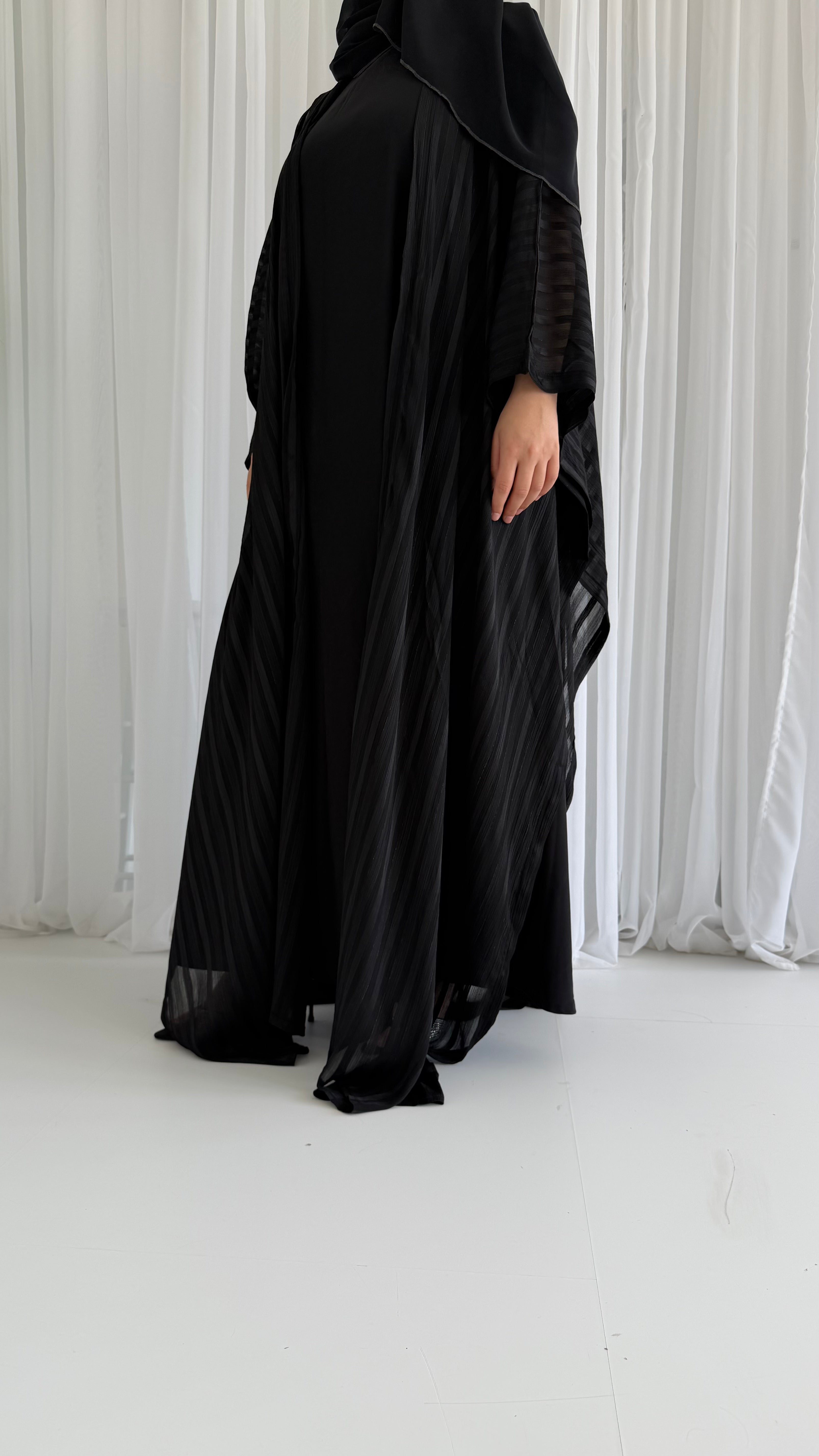 Stripe Black Wrap Abaya
