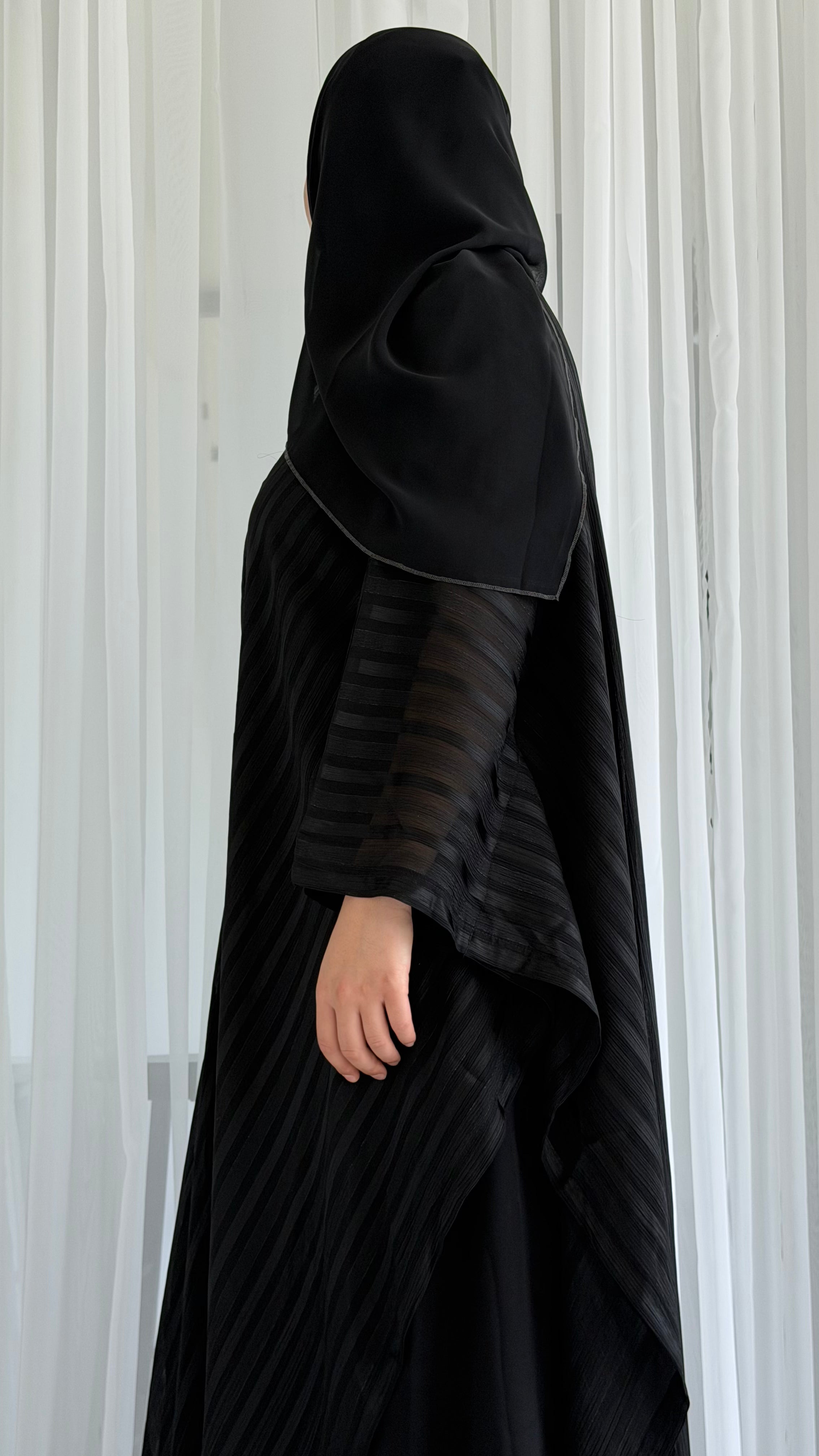 Stripe Black Wrap Abaya