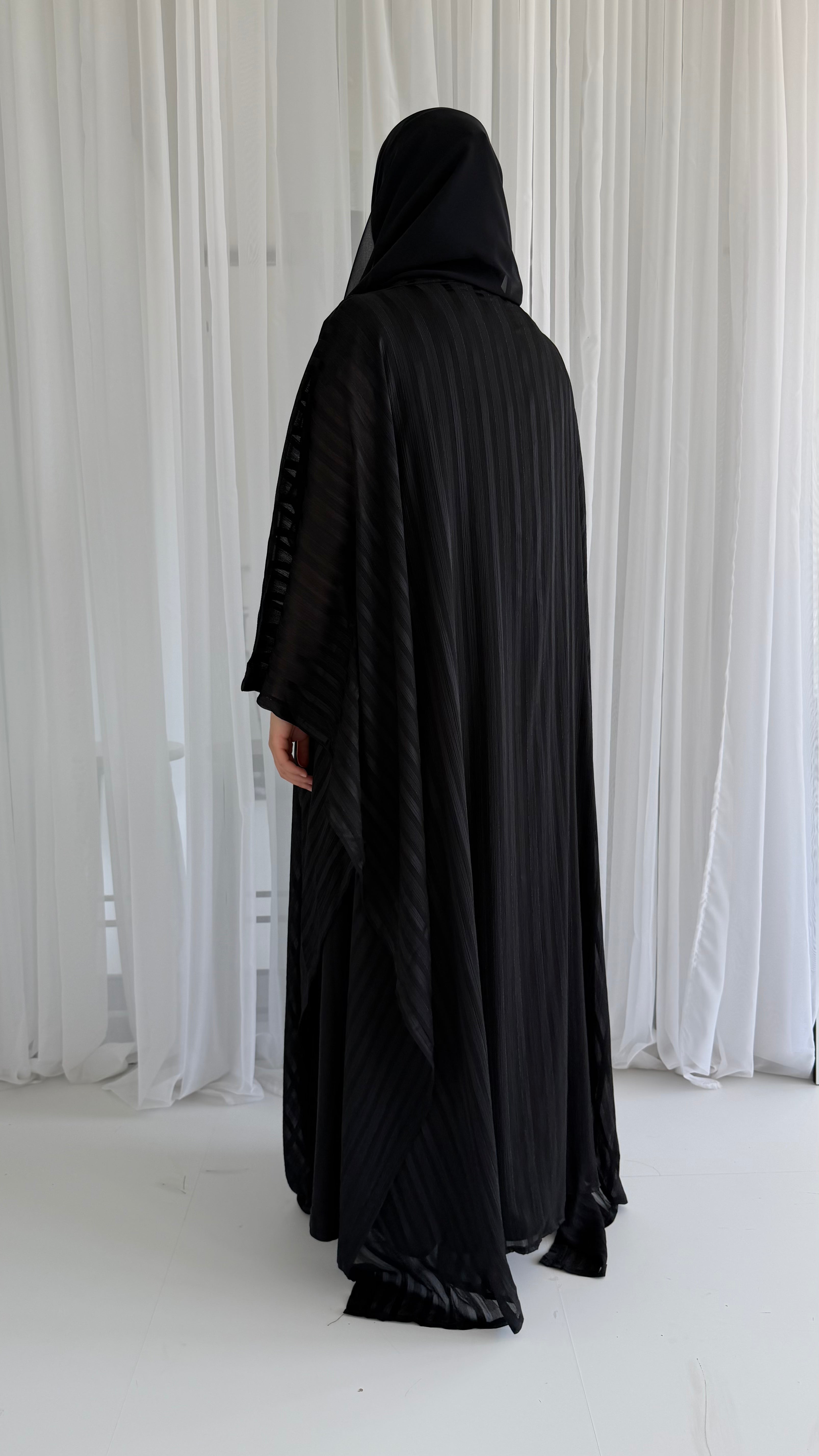 Stripe Black Wrap Abaya