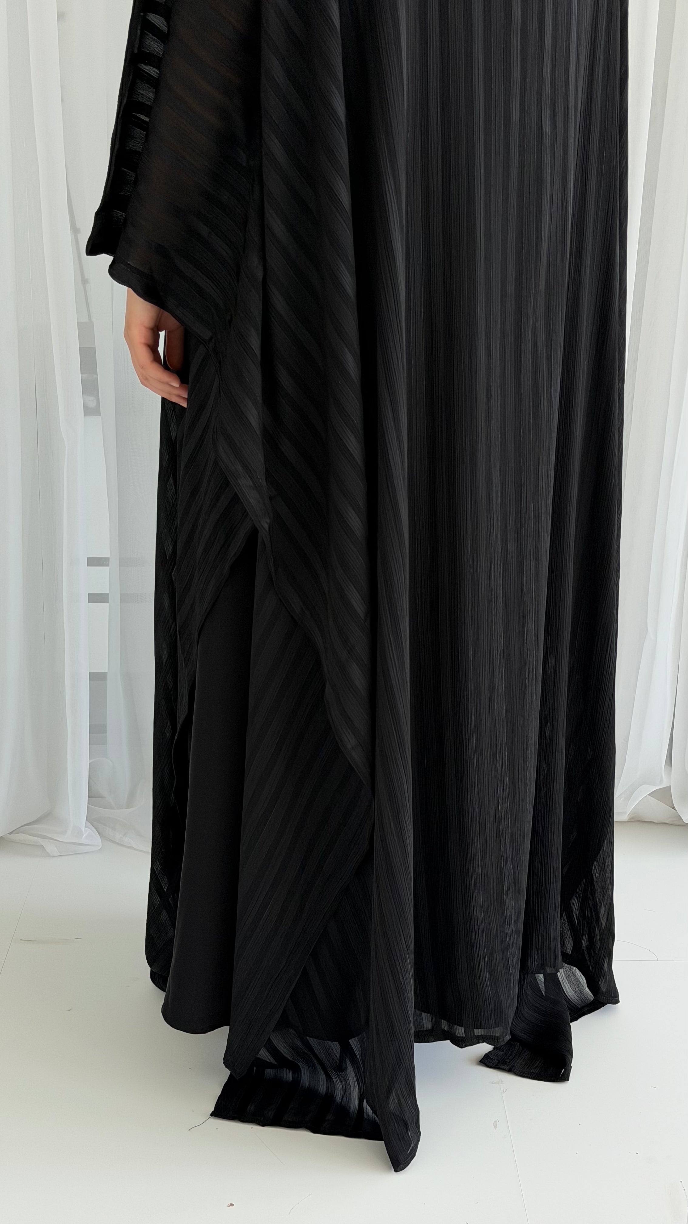 Stripe Black Wrap Abaya