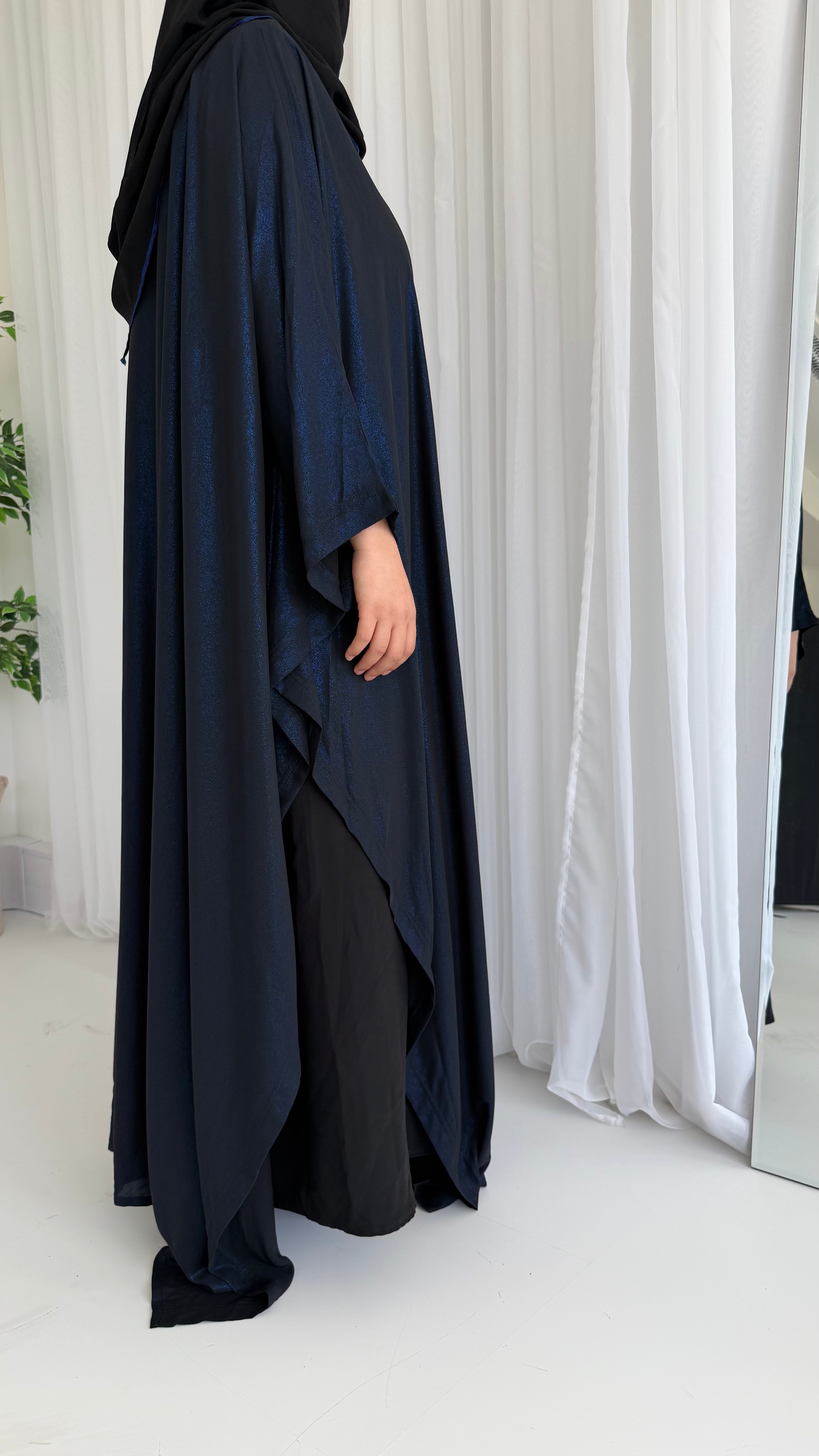 Navy Shimmer Wrap Abaya