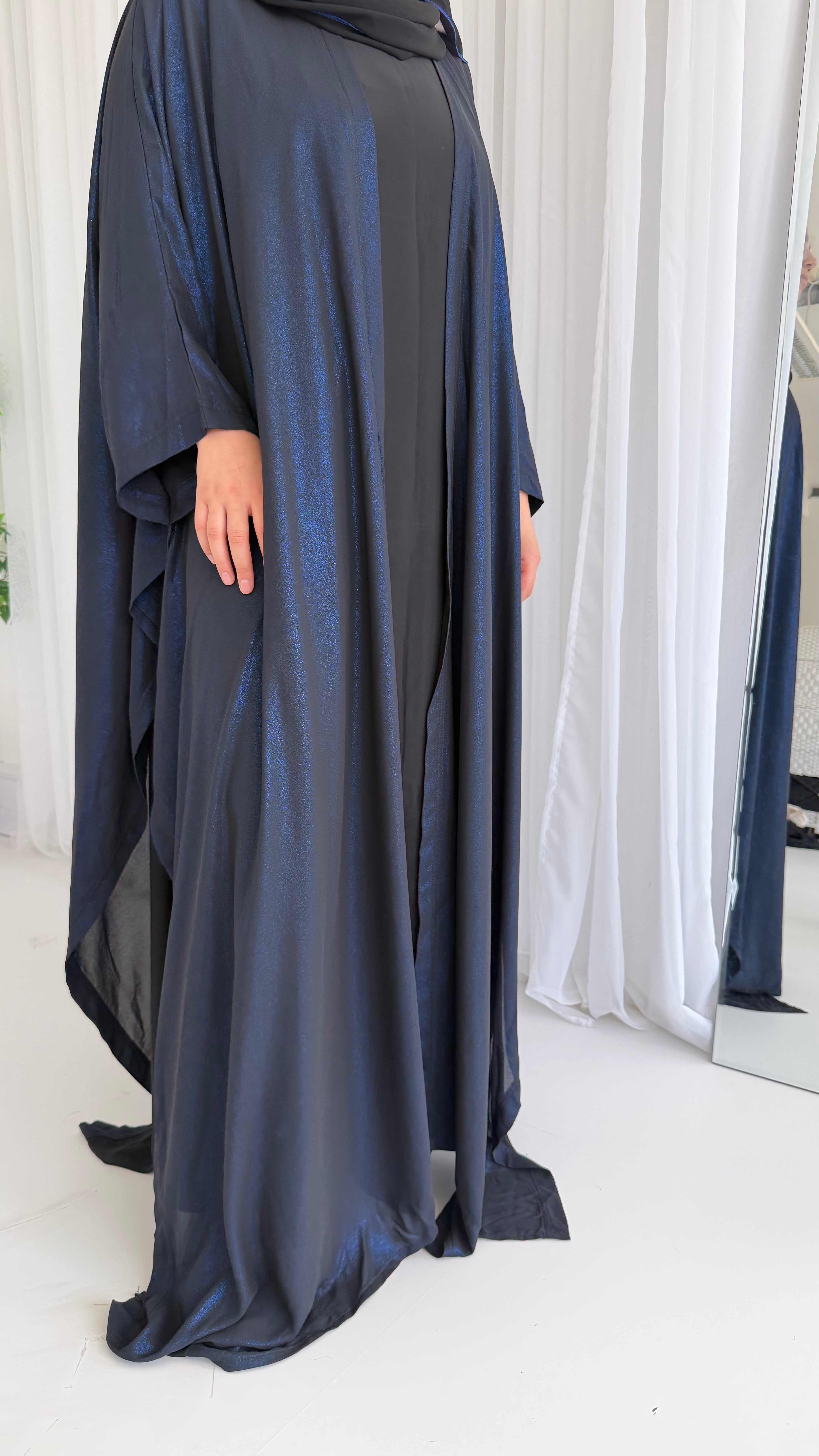 Navy Shimmer Wrap Abaya