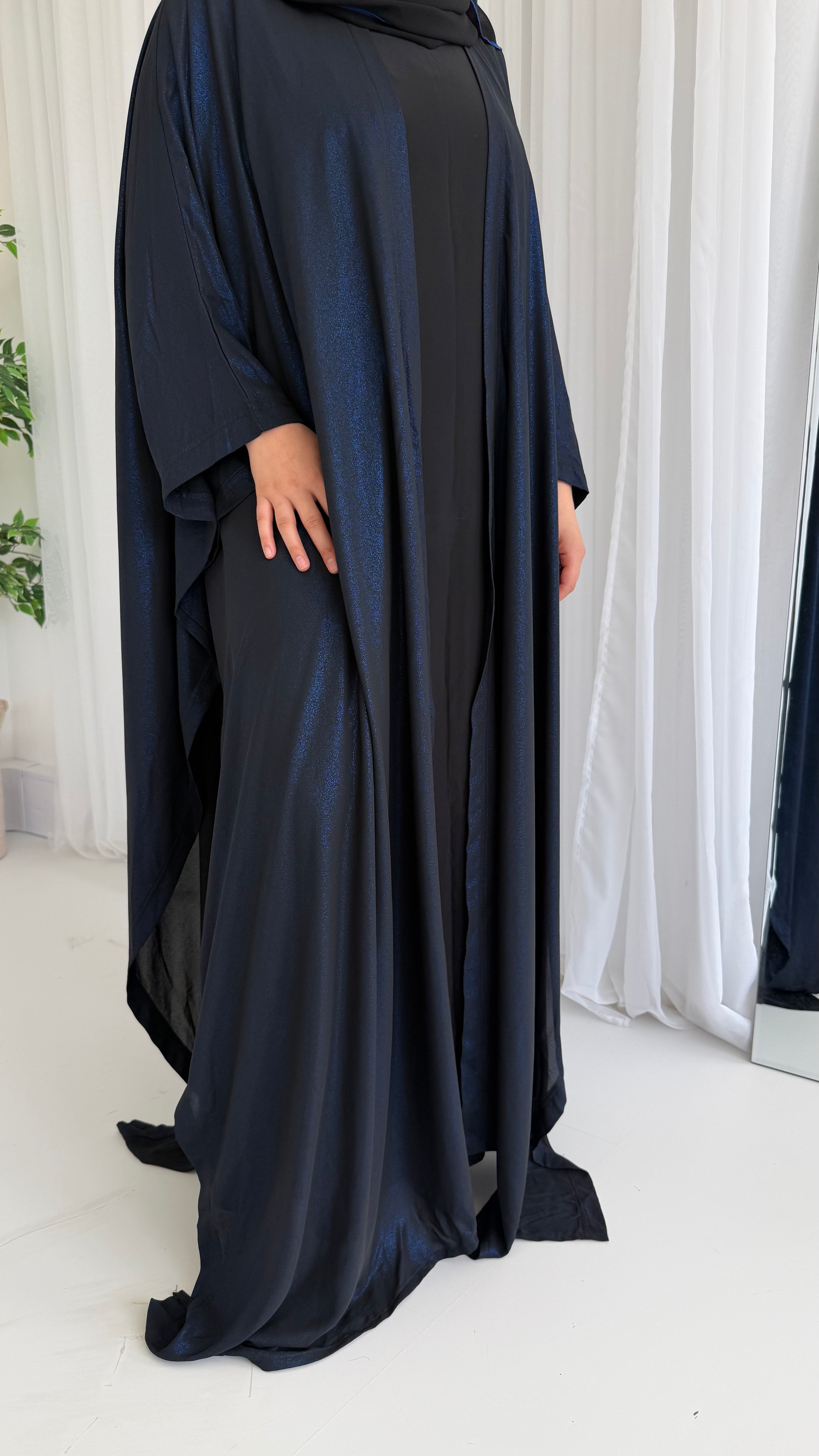 Navy Shimmer Wrap Abaya