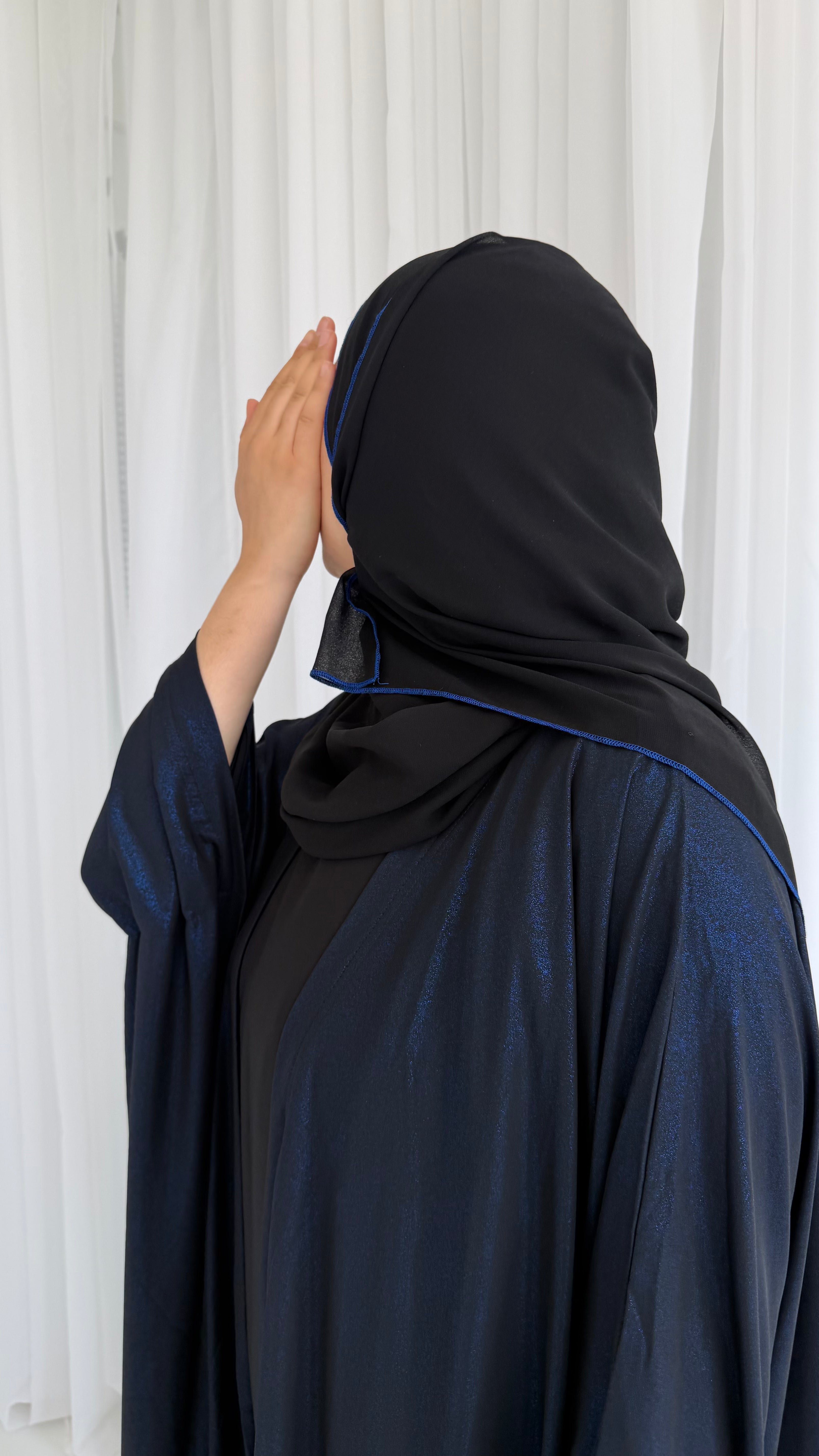 Navy Shimmer Wrap Abaya