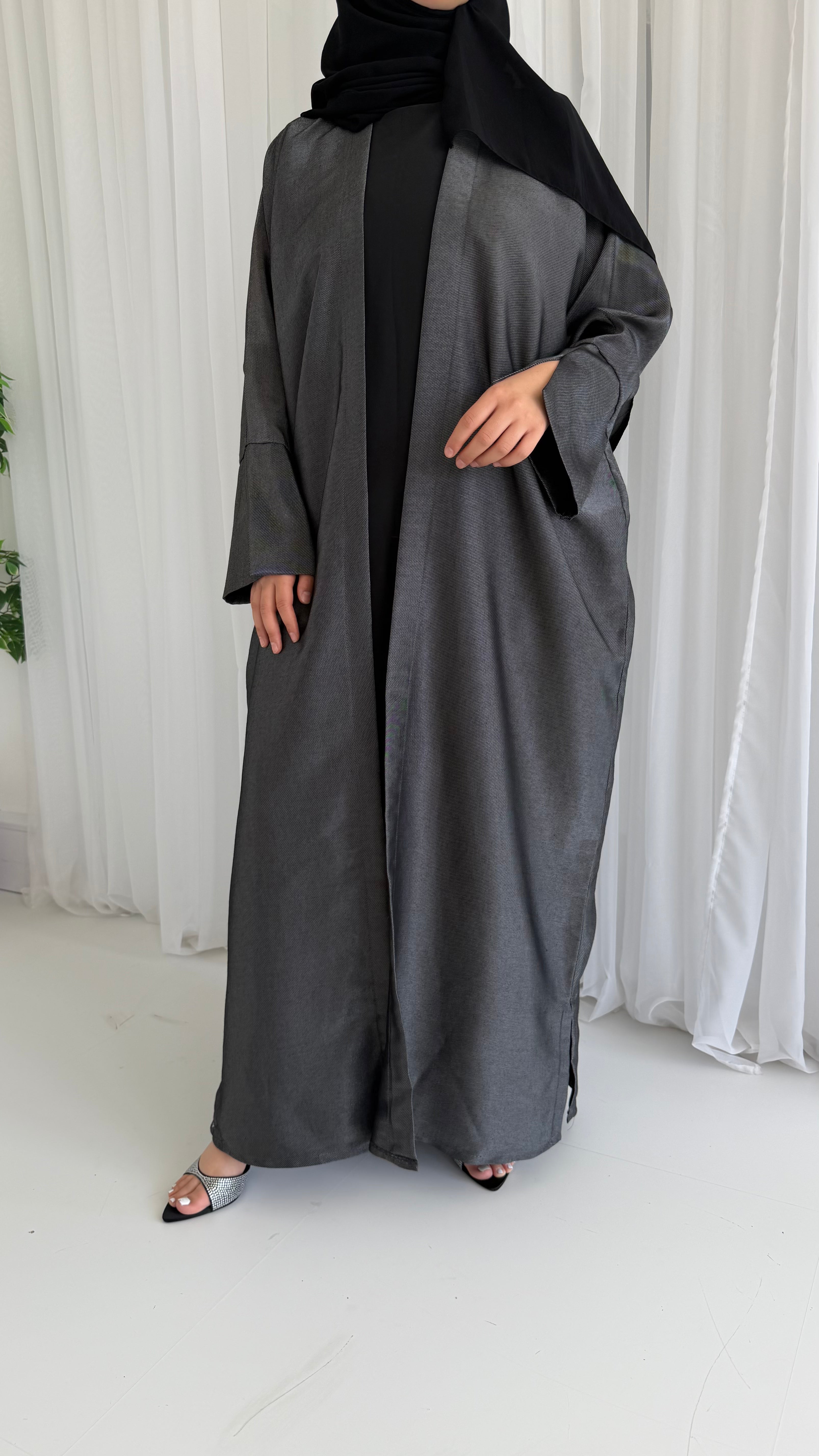 Grey Shimmer Bisht