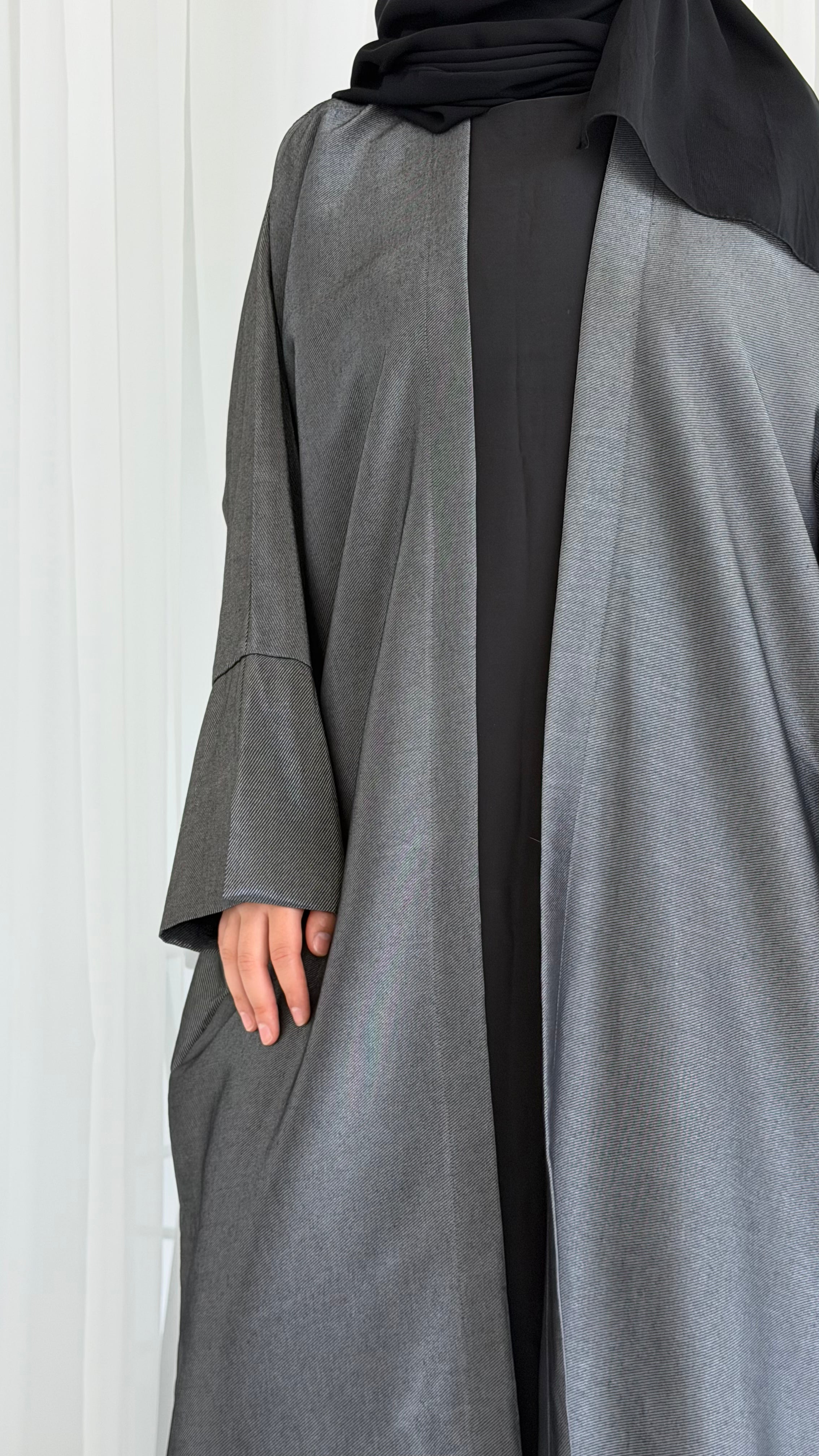 Grey Shimmer Bisht