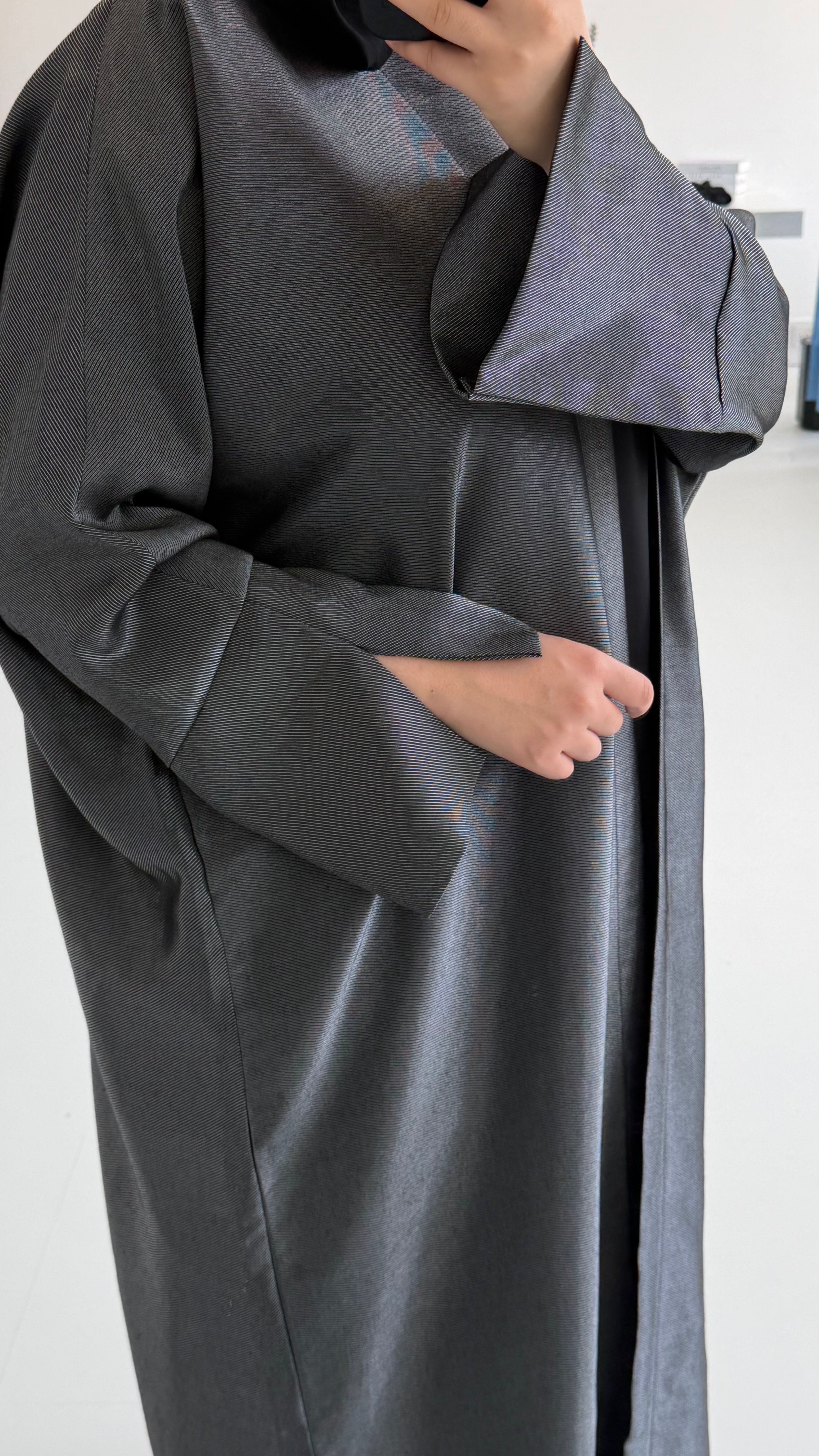 Grey Shimmer Bisht