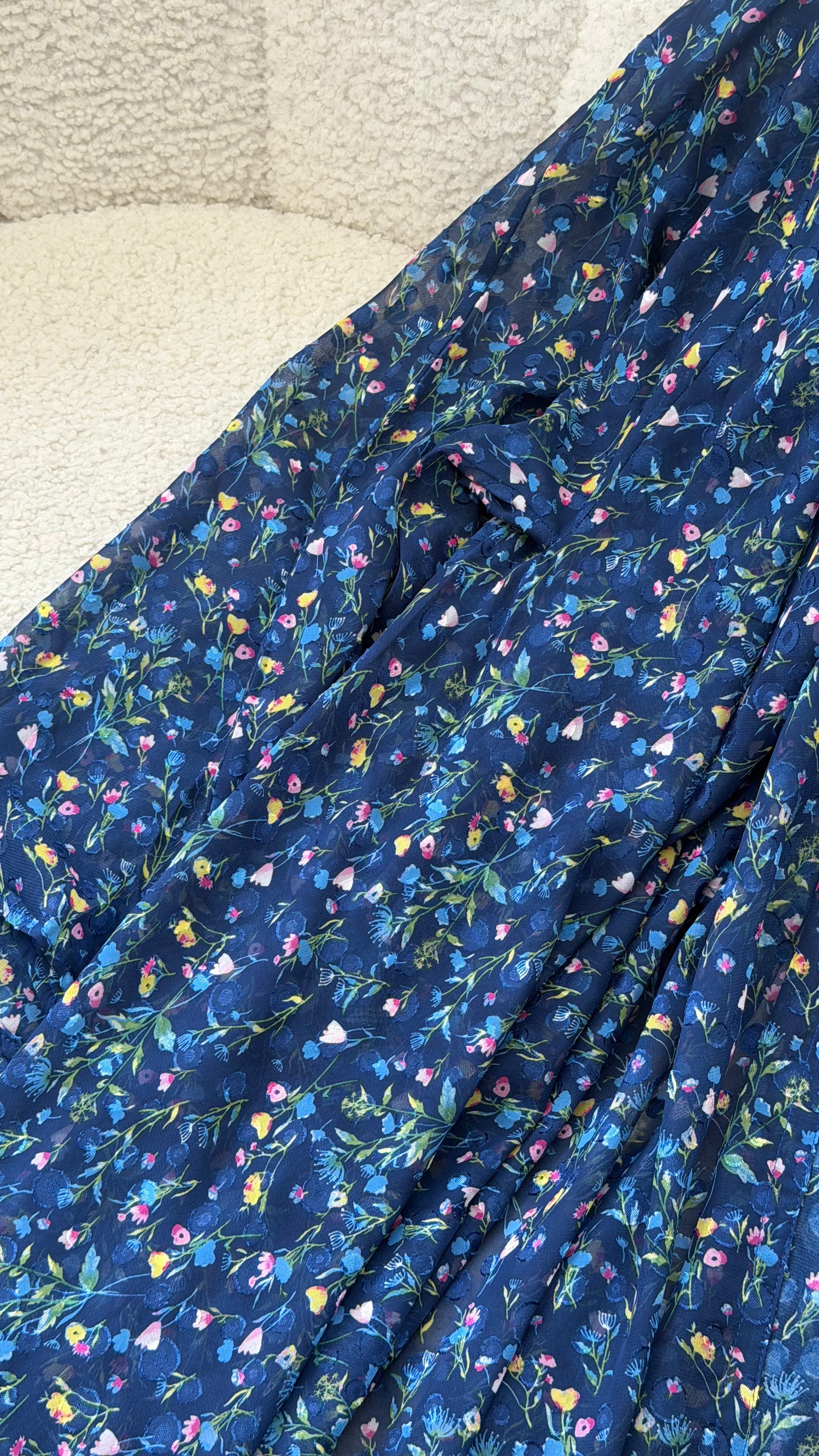 Chiffon Floral Blue Abaya