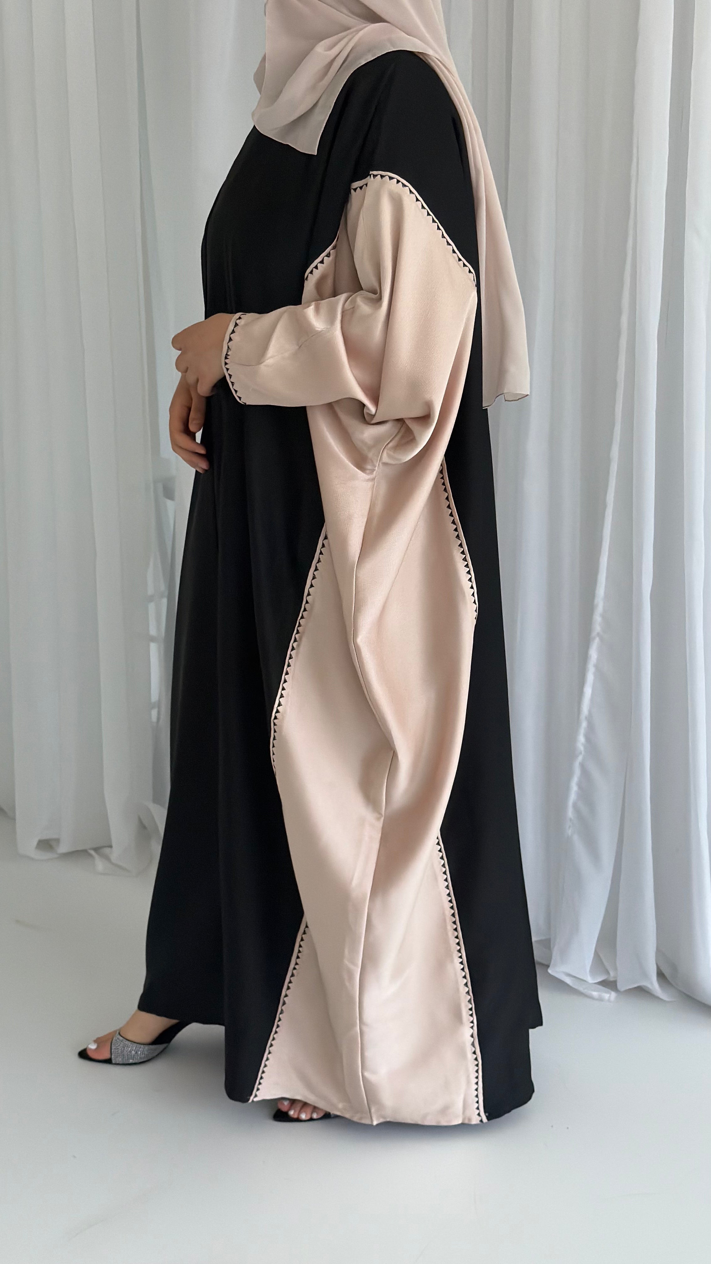 Cream/ Black Bisht Abaya