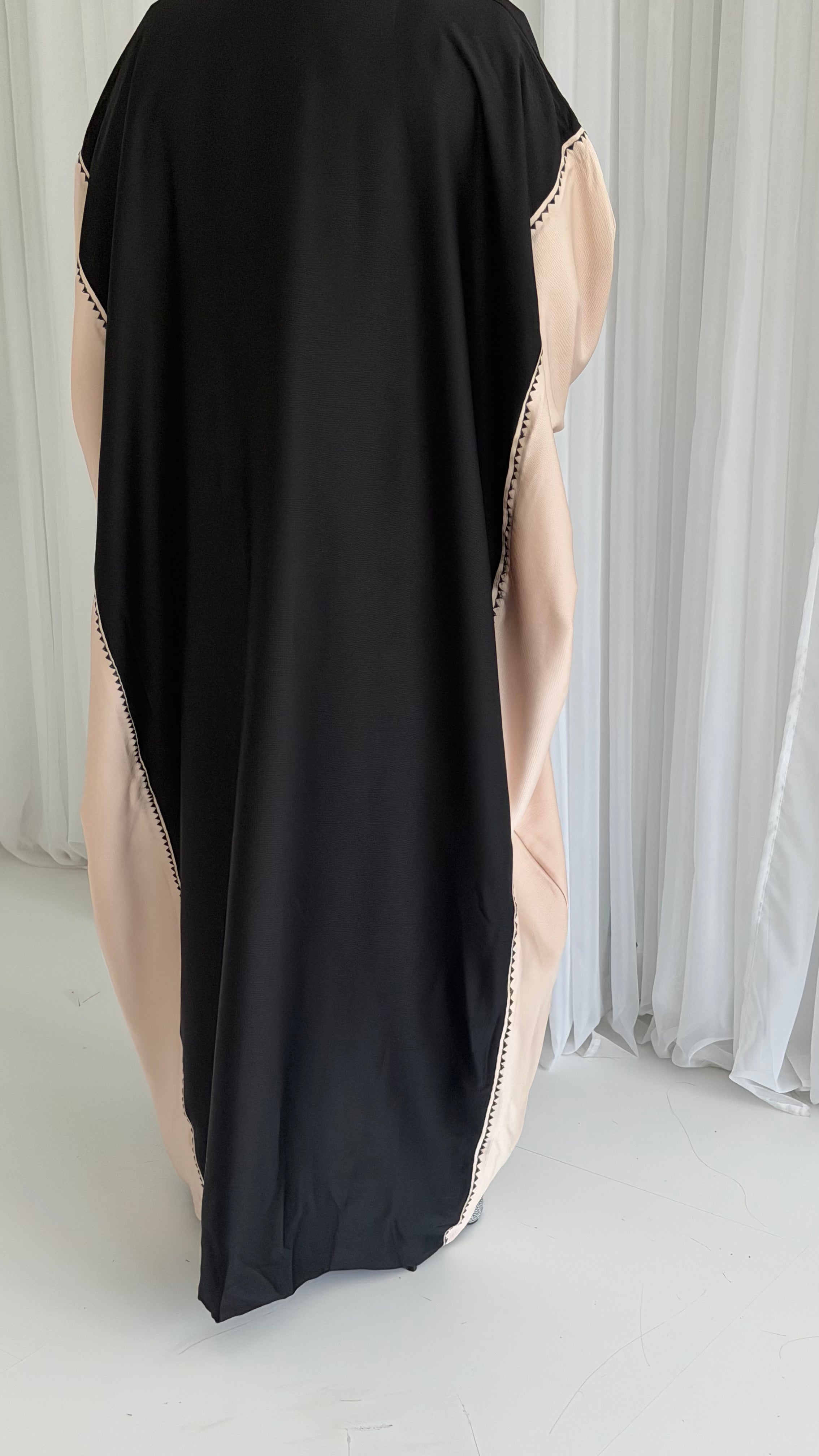 Cream/ Black Bisht Abaya