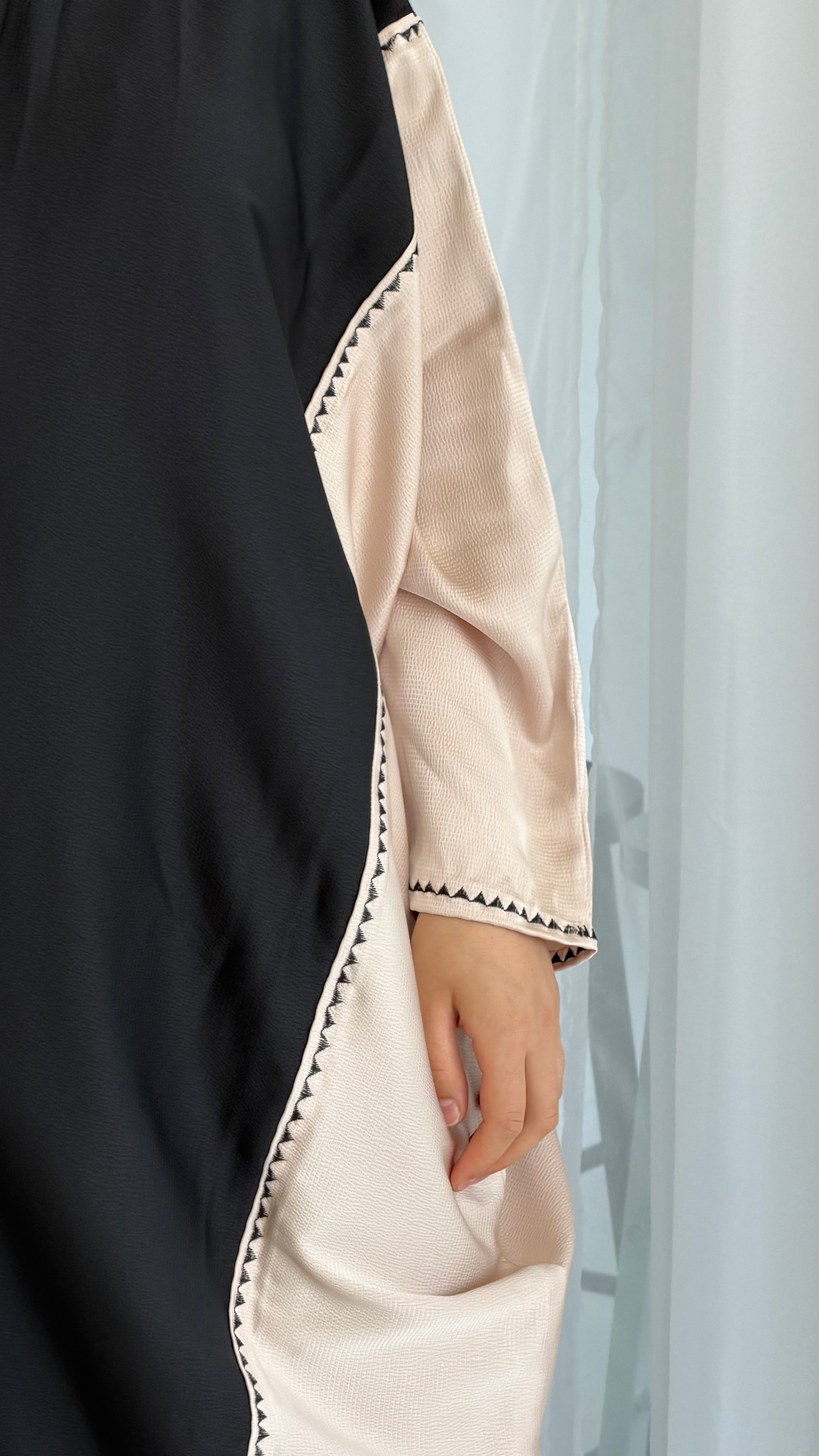 Cream/ Black Bisht Abaya