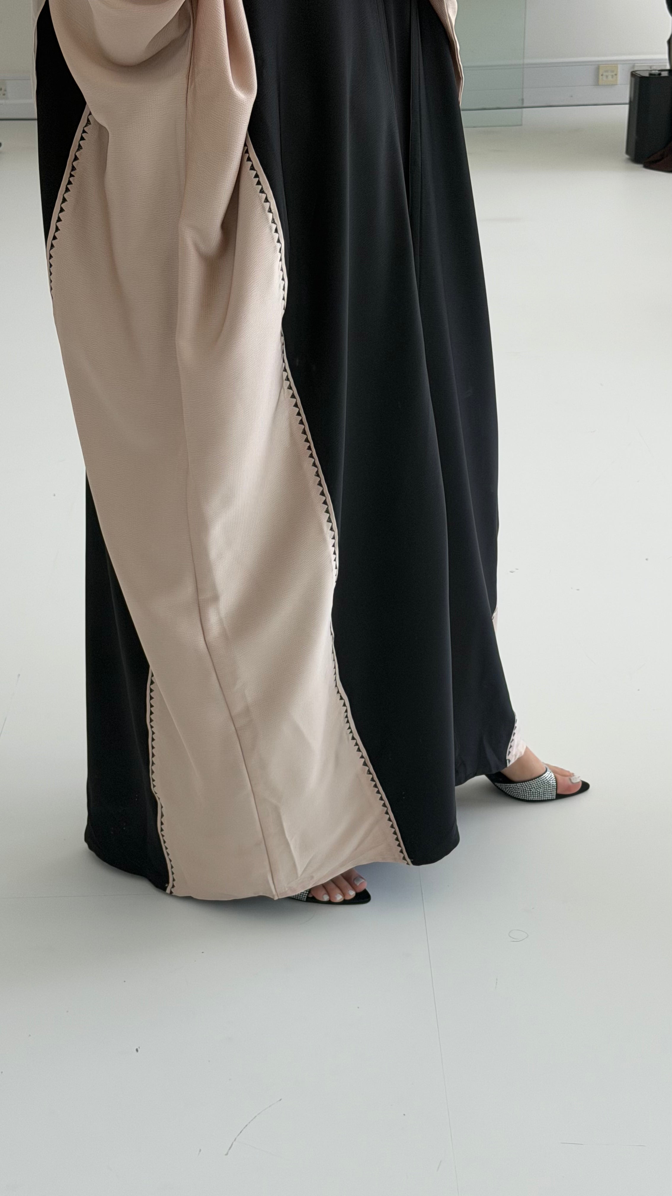 Cream/ Black Bisht Abaya