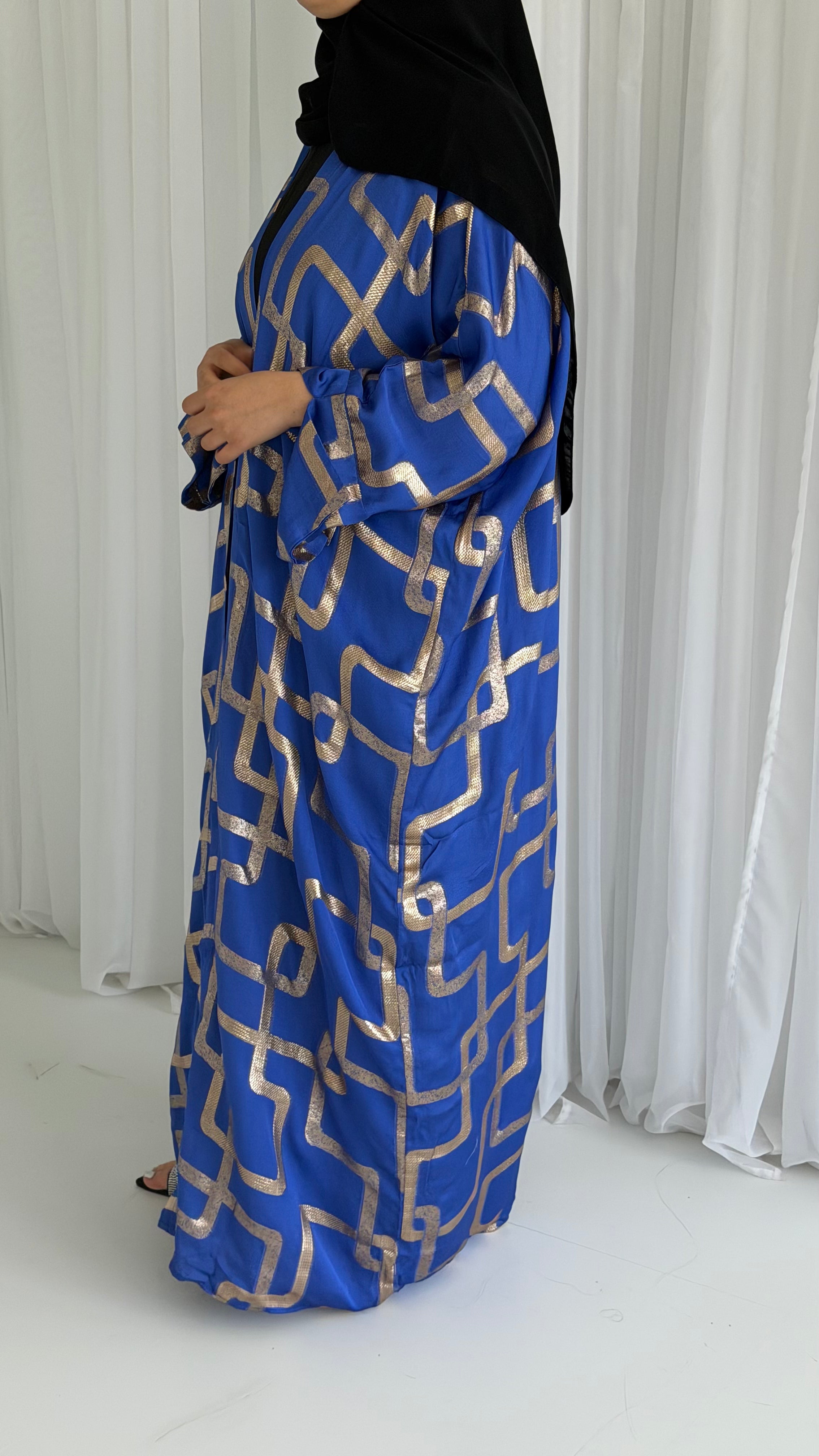 Golden Blue Pattern Abaya