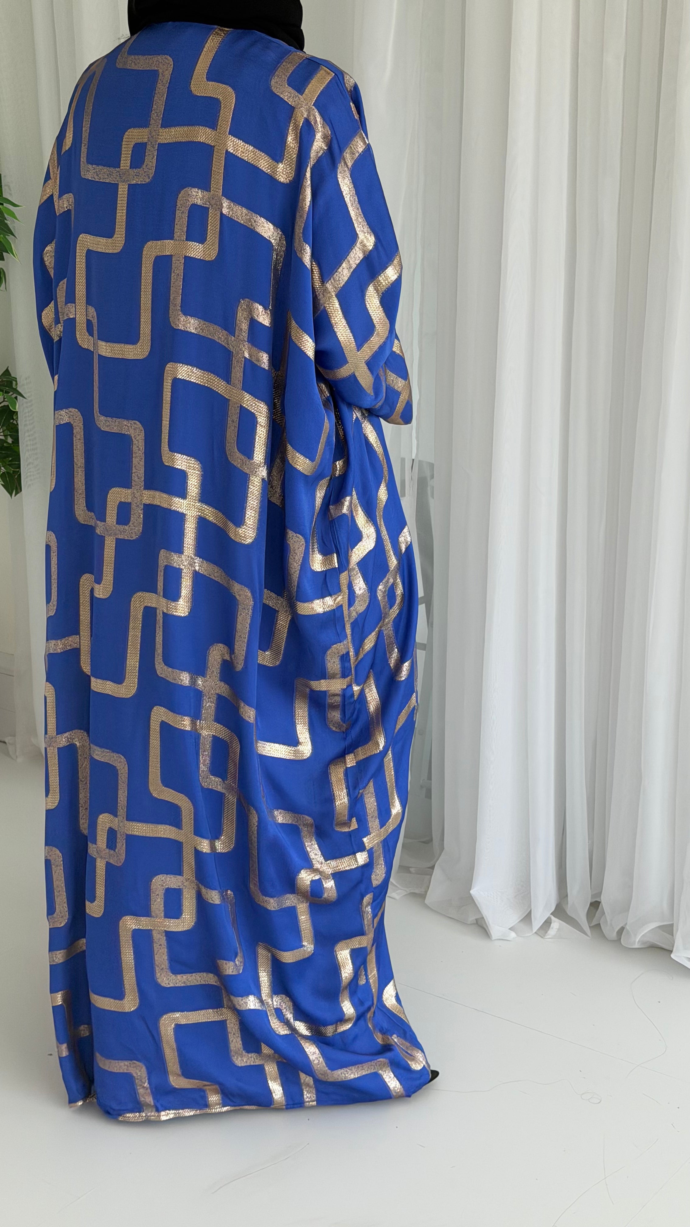 Golden Blue Pattern Abaya