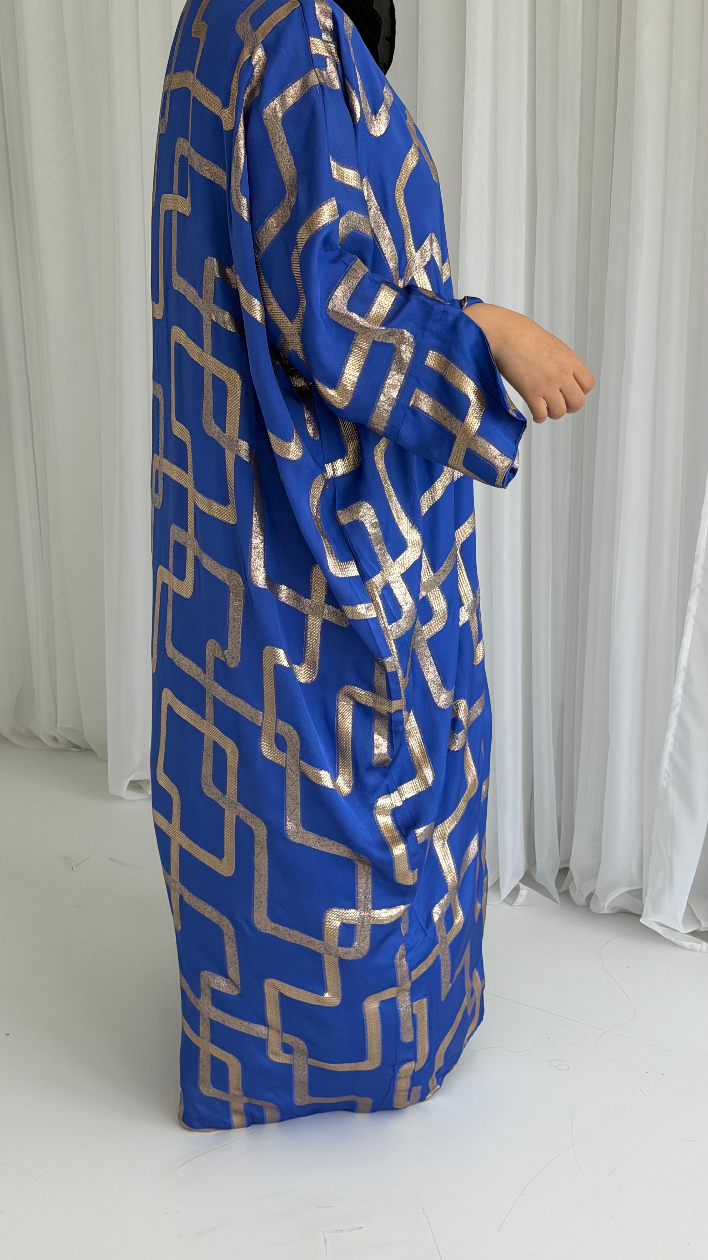 Golden Blue Pattern Abaya