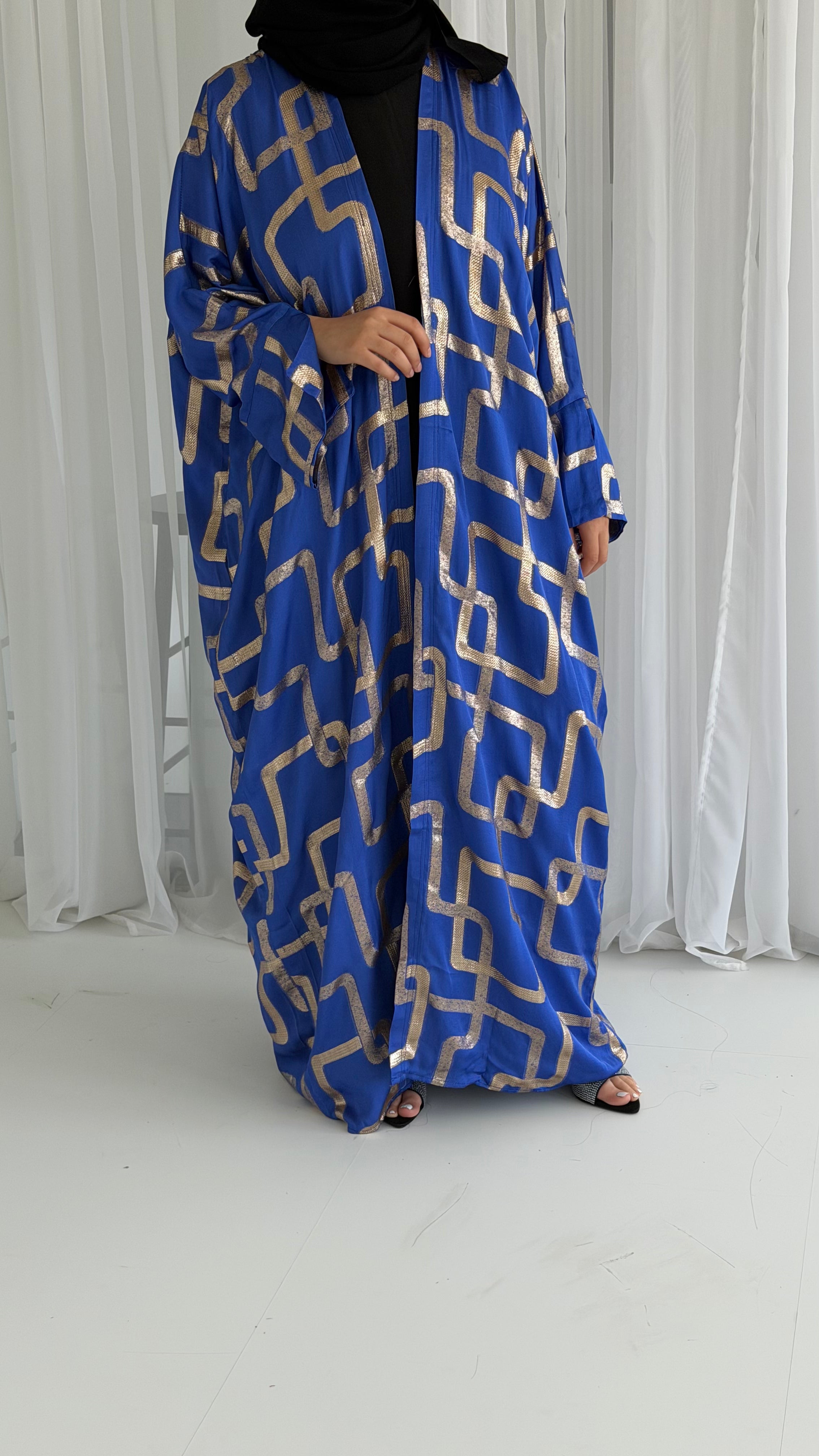 Golden Blue Pattern Abaya