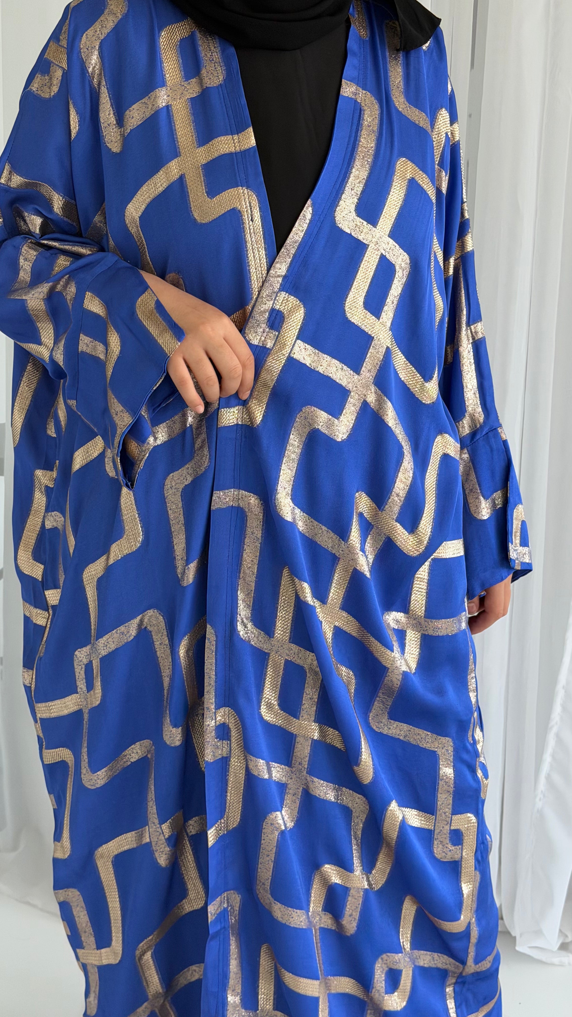 Golden Blue Pattern Abaya