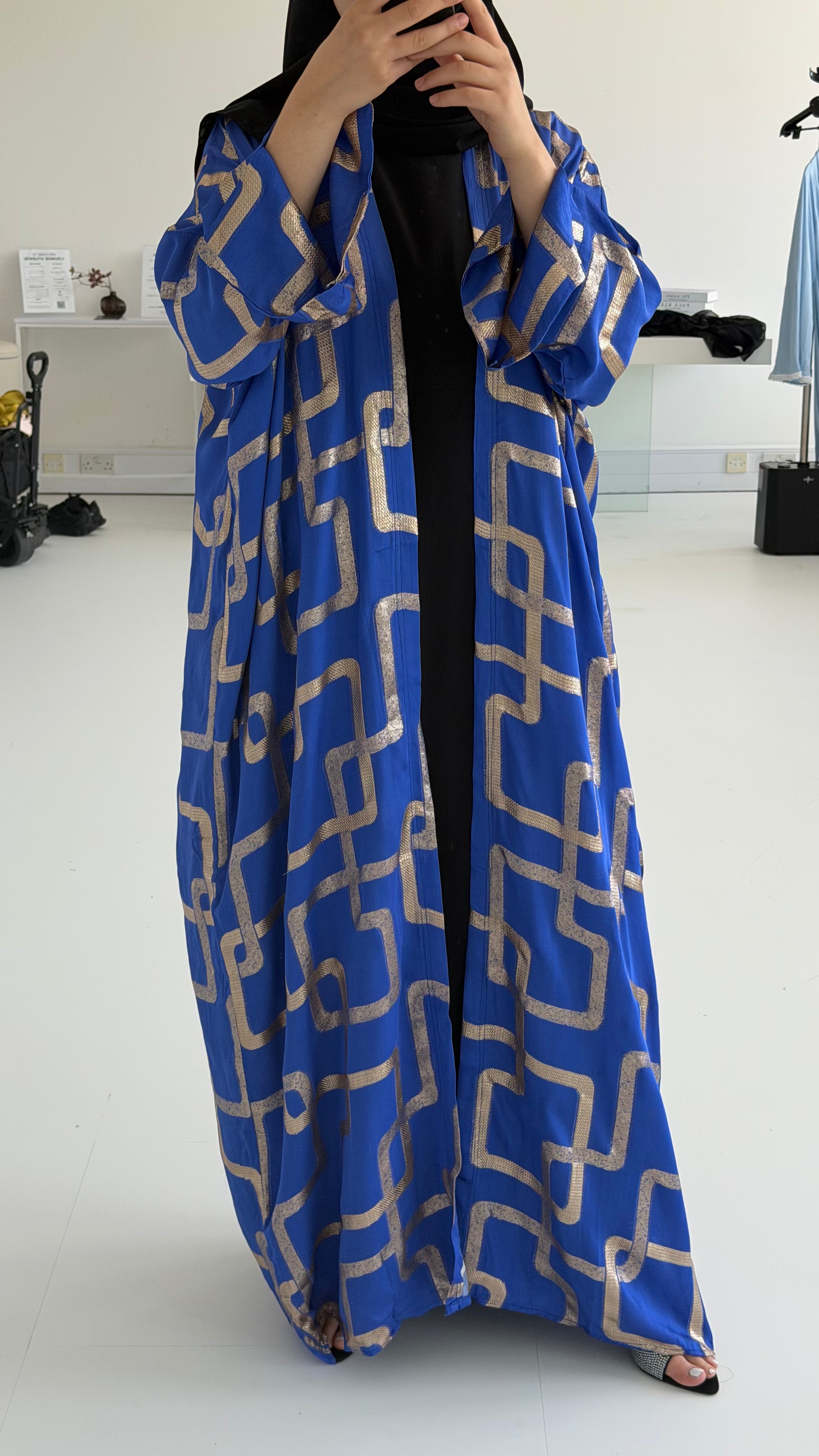 Golden Blue Pattern Abaya