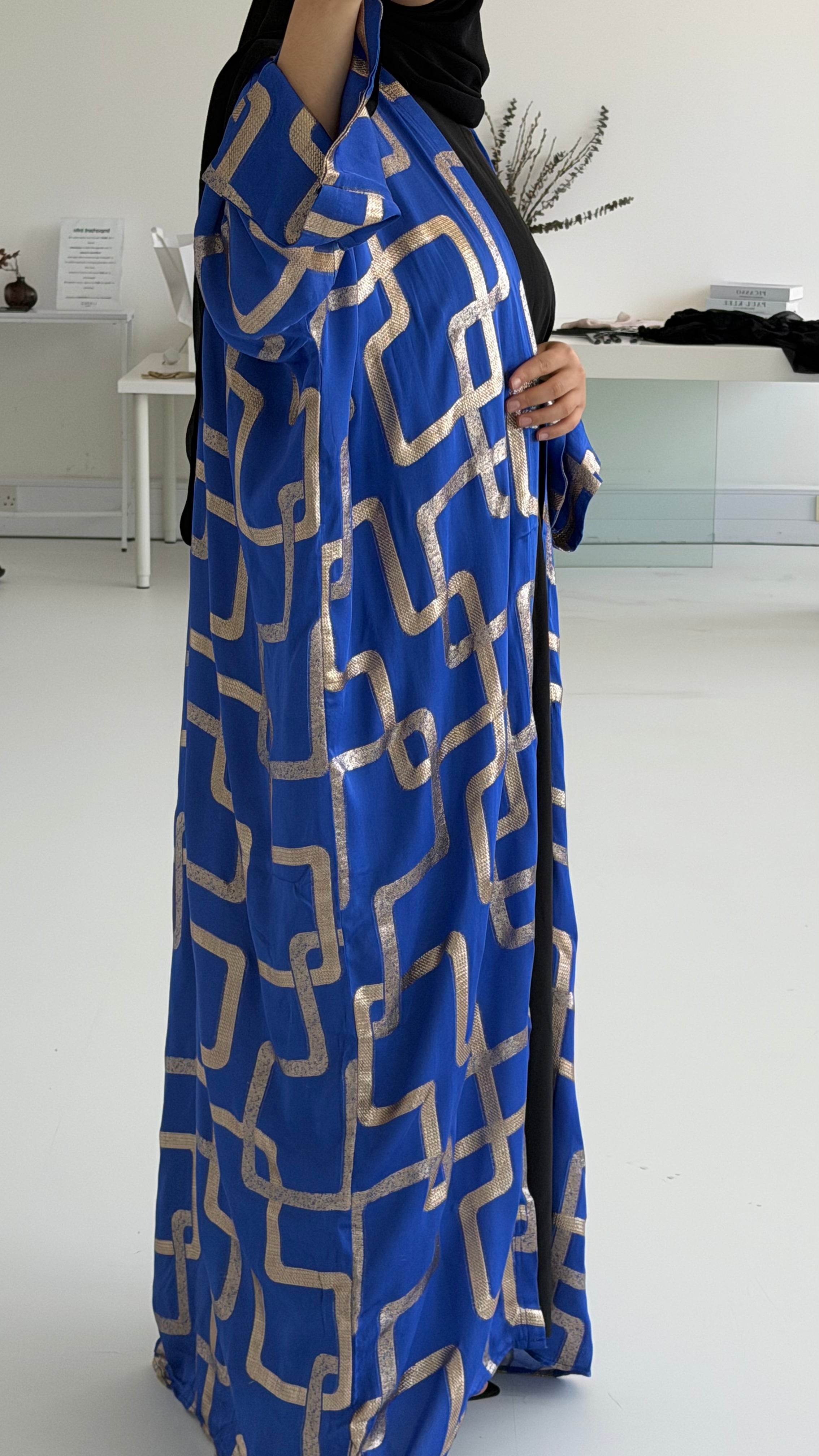 Golden Blue Pattern Abaya