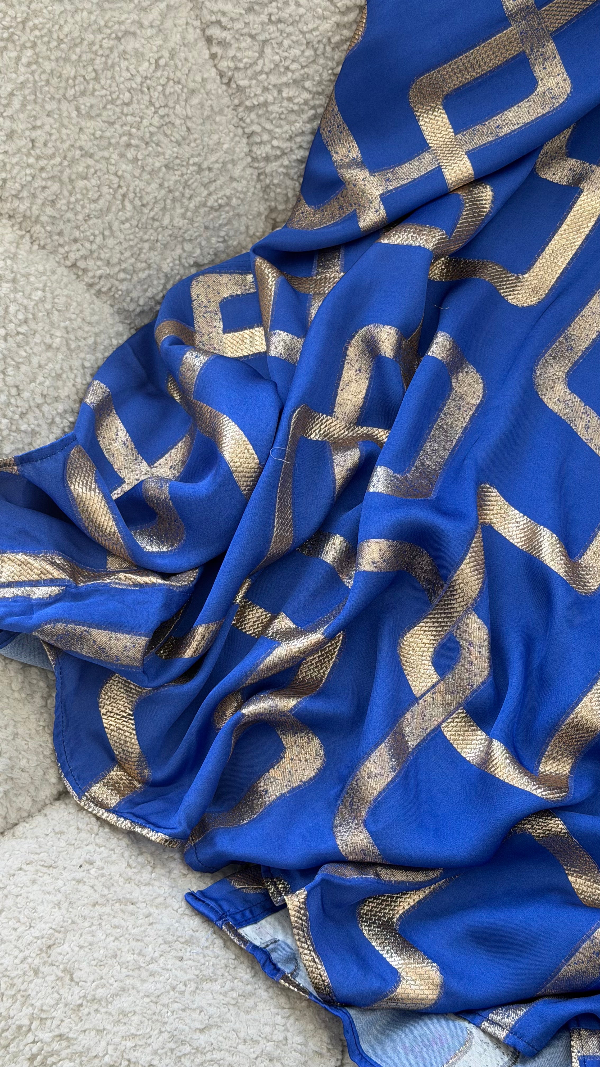 Golden Blue Pattern Abaya