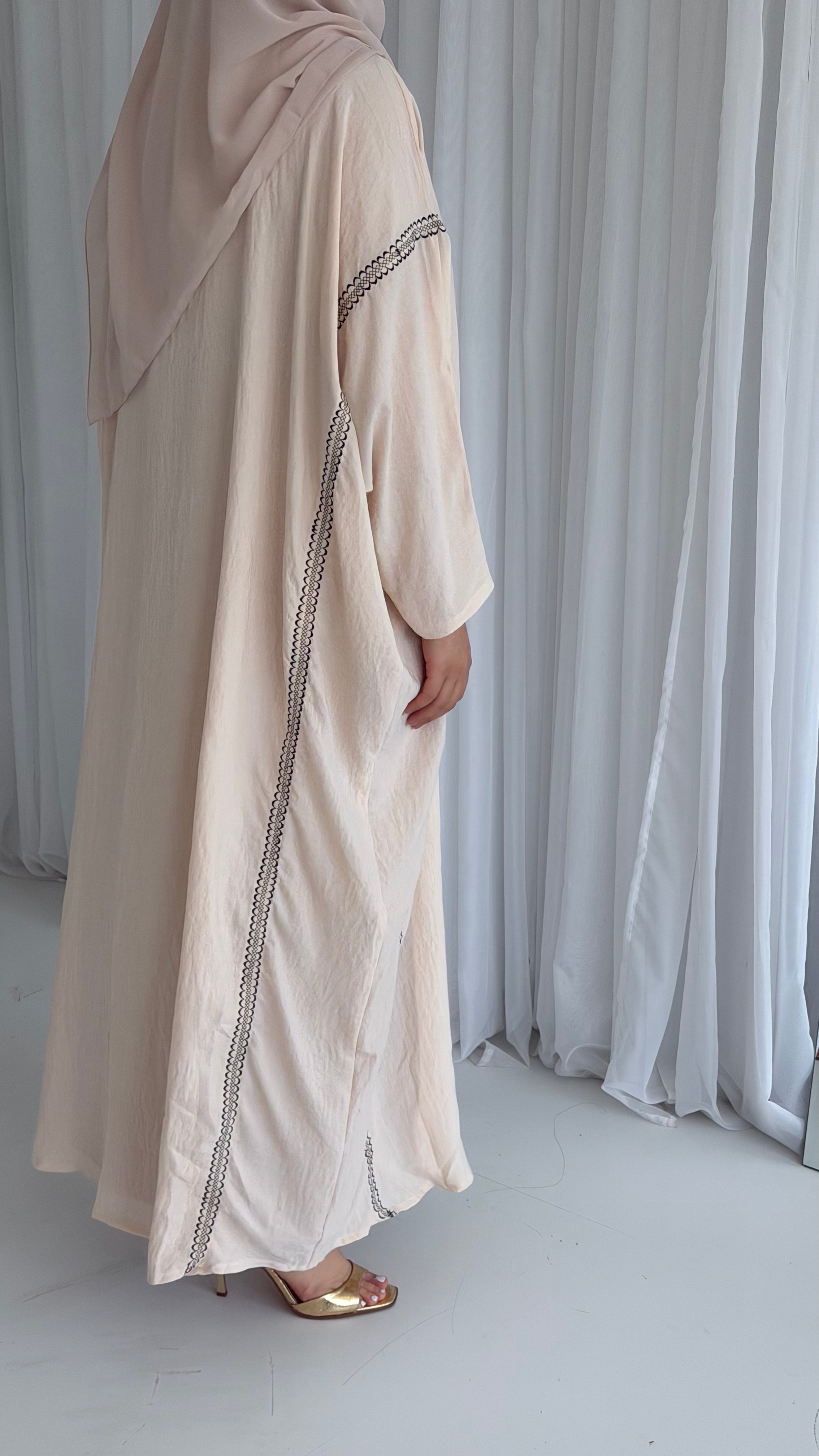 Cream Embroidery  Abaya