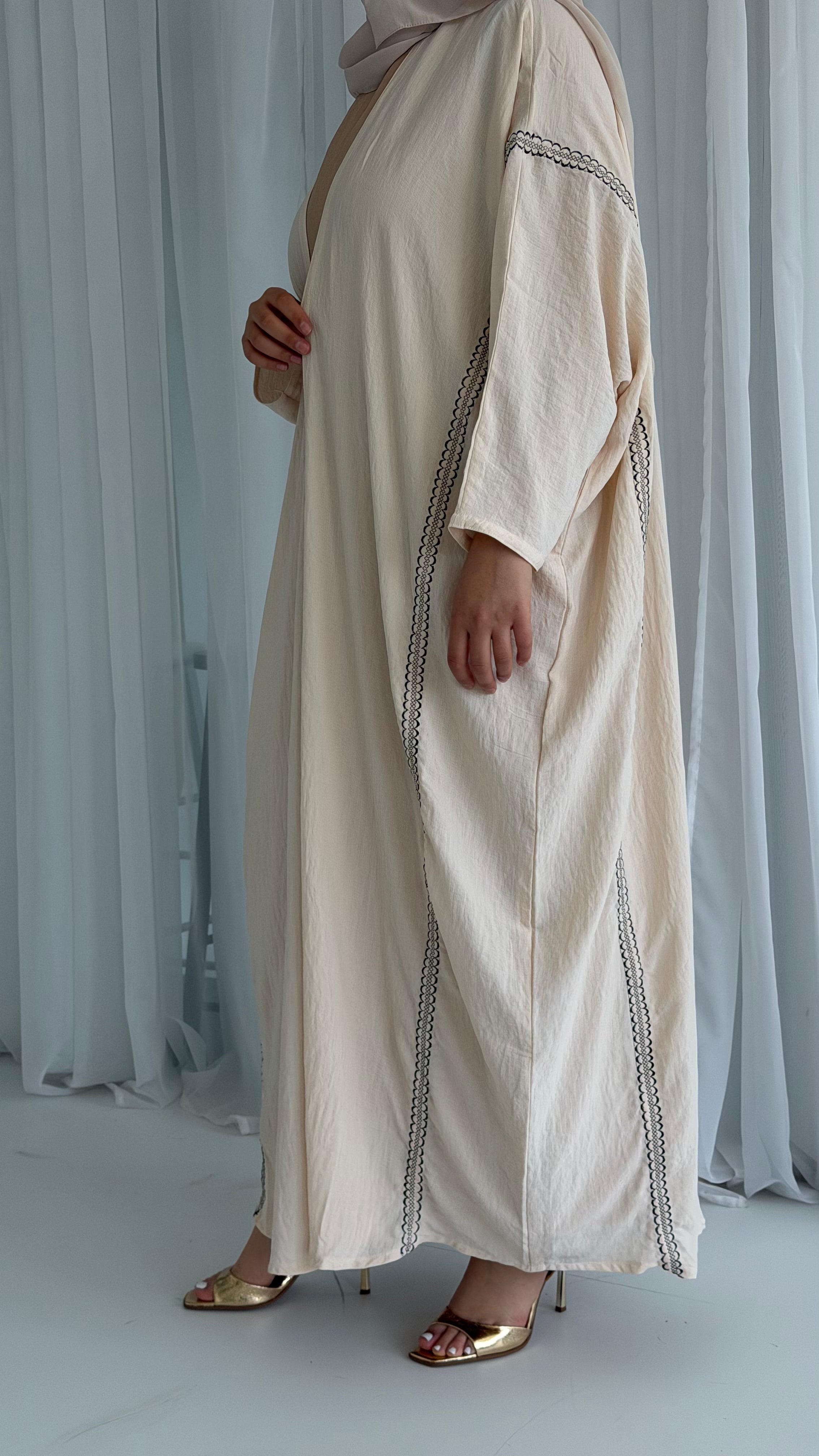 Cream Embroidery  Abaya