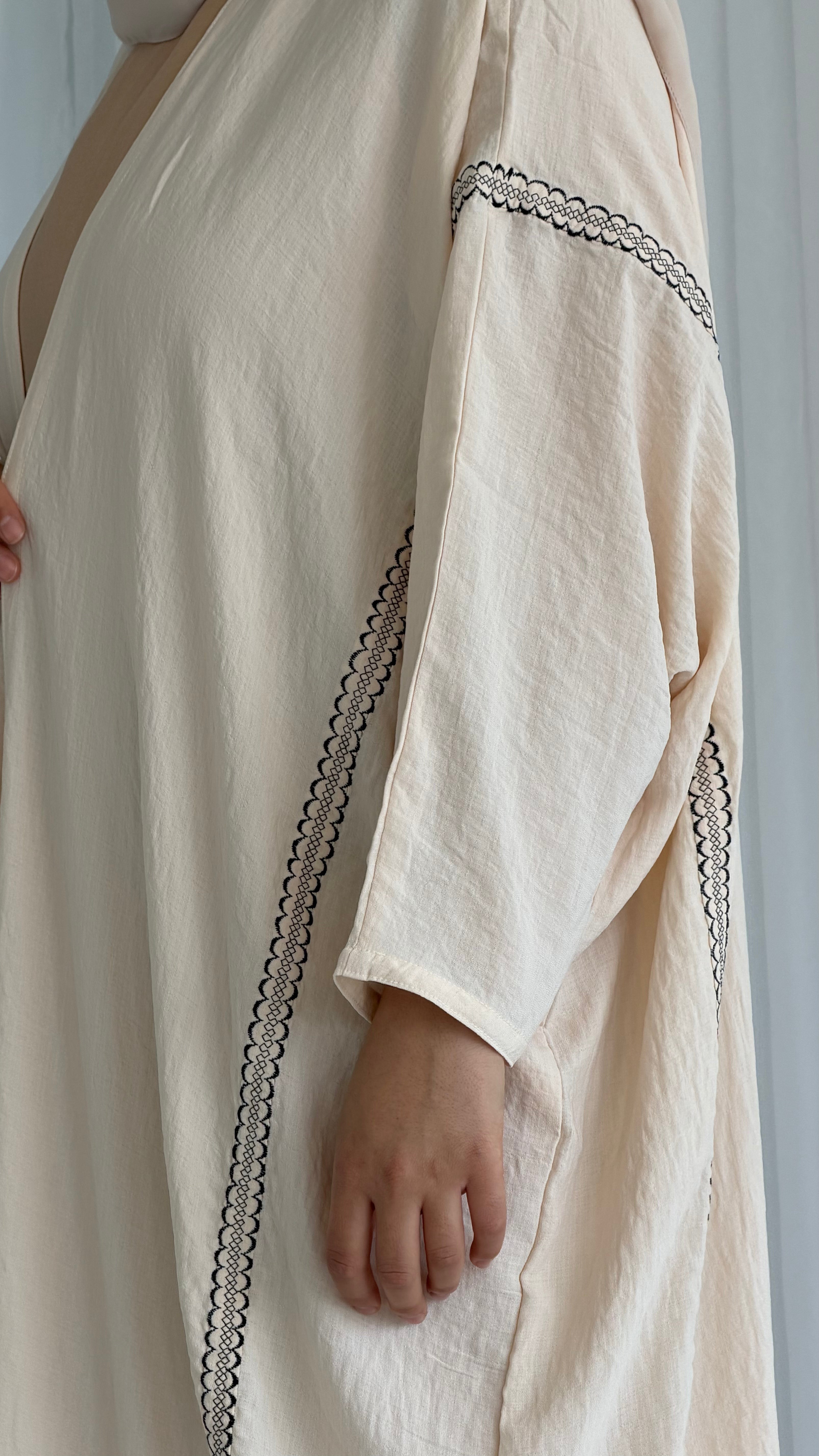 Cream Embroidery  Abaya