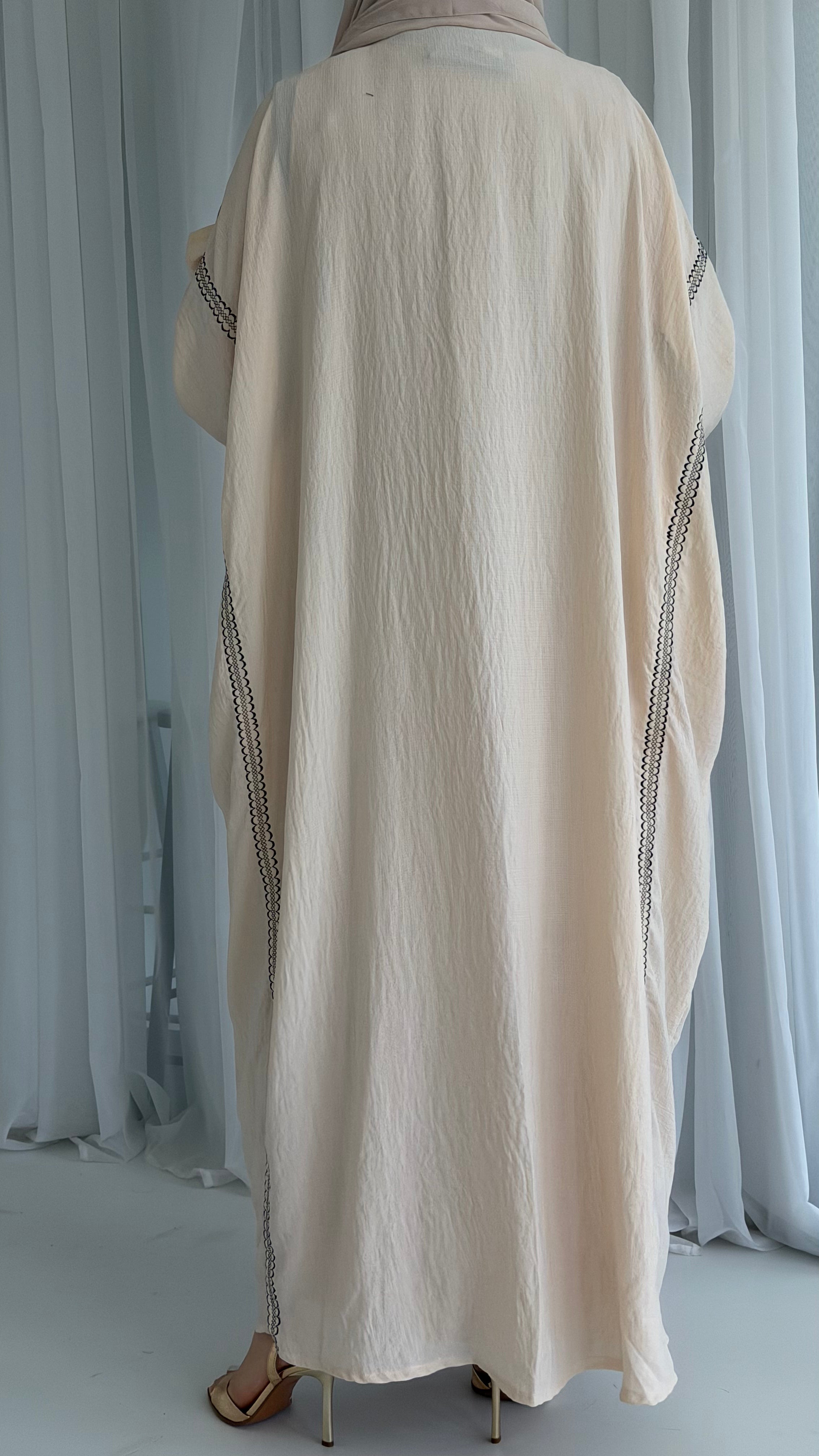Cream Embroidery  Abaya