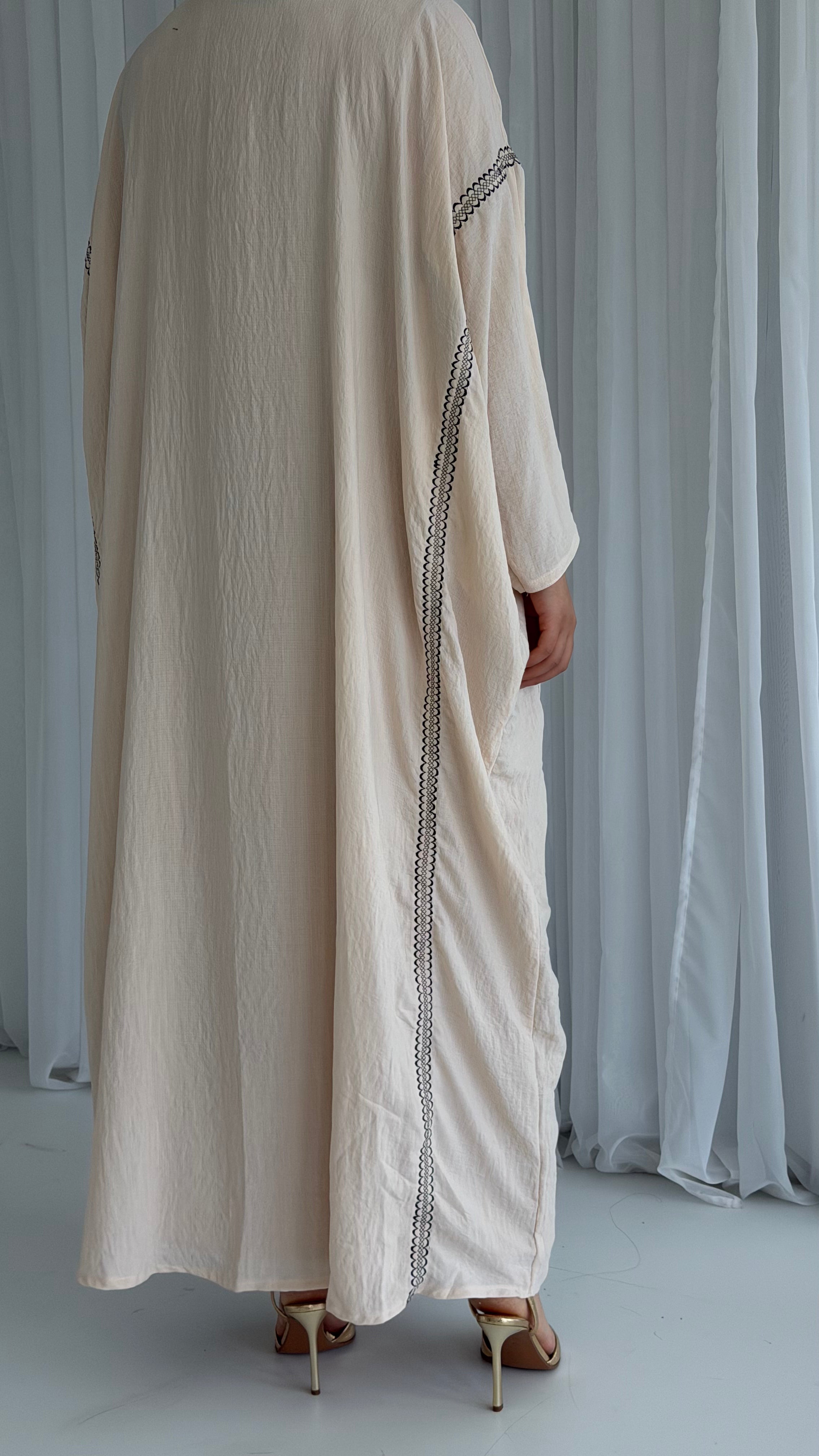 Cream Embroidery  Abaya