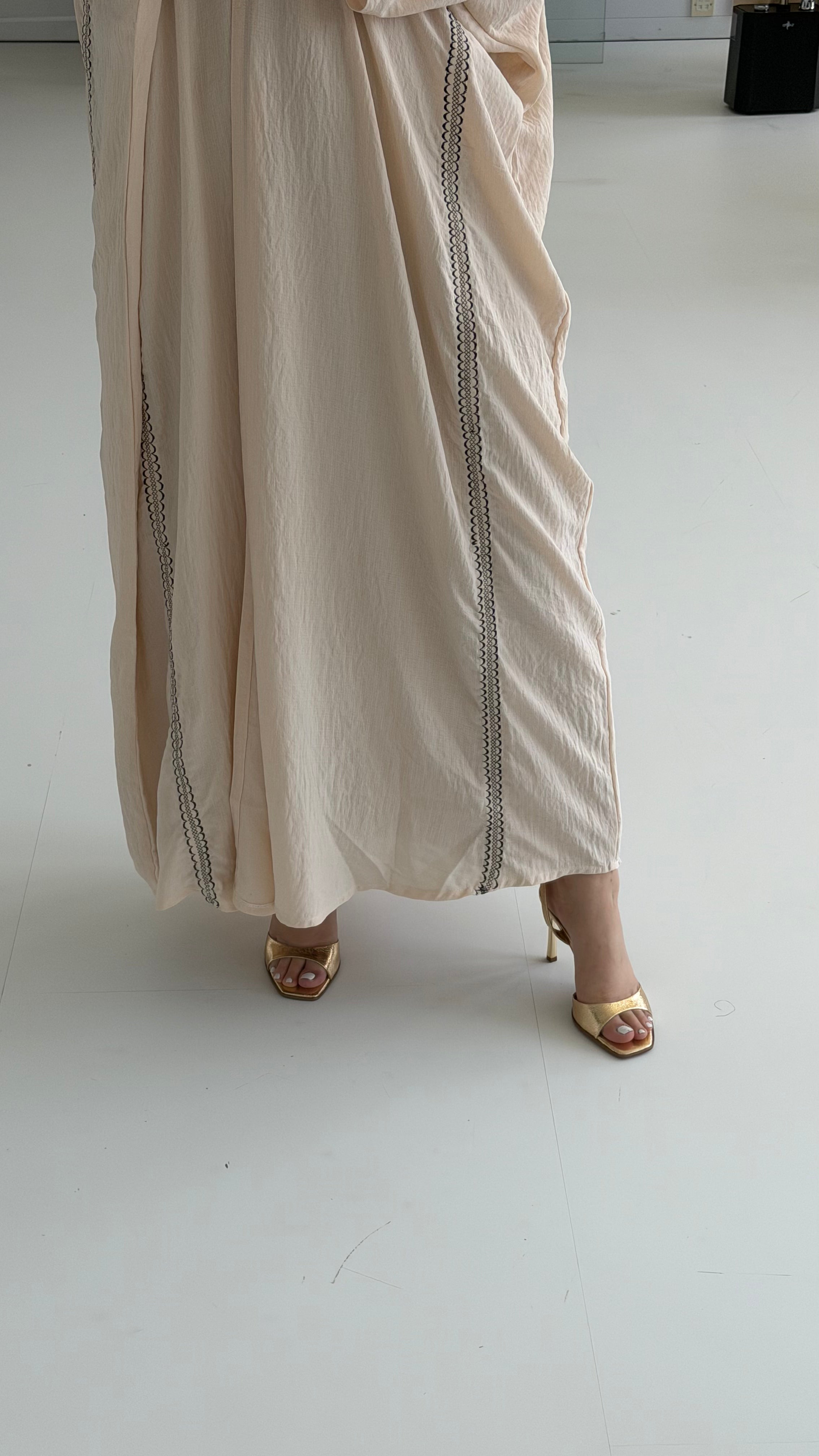 Cream Embroidery  Abaya